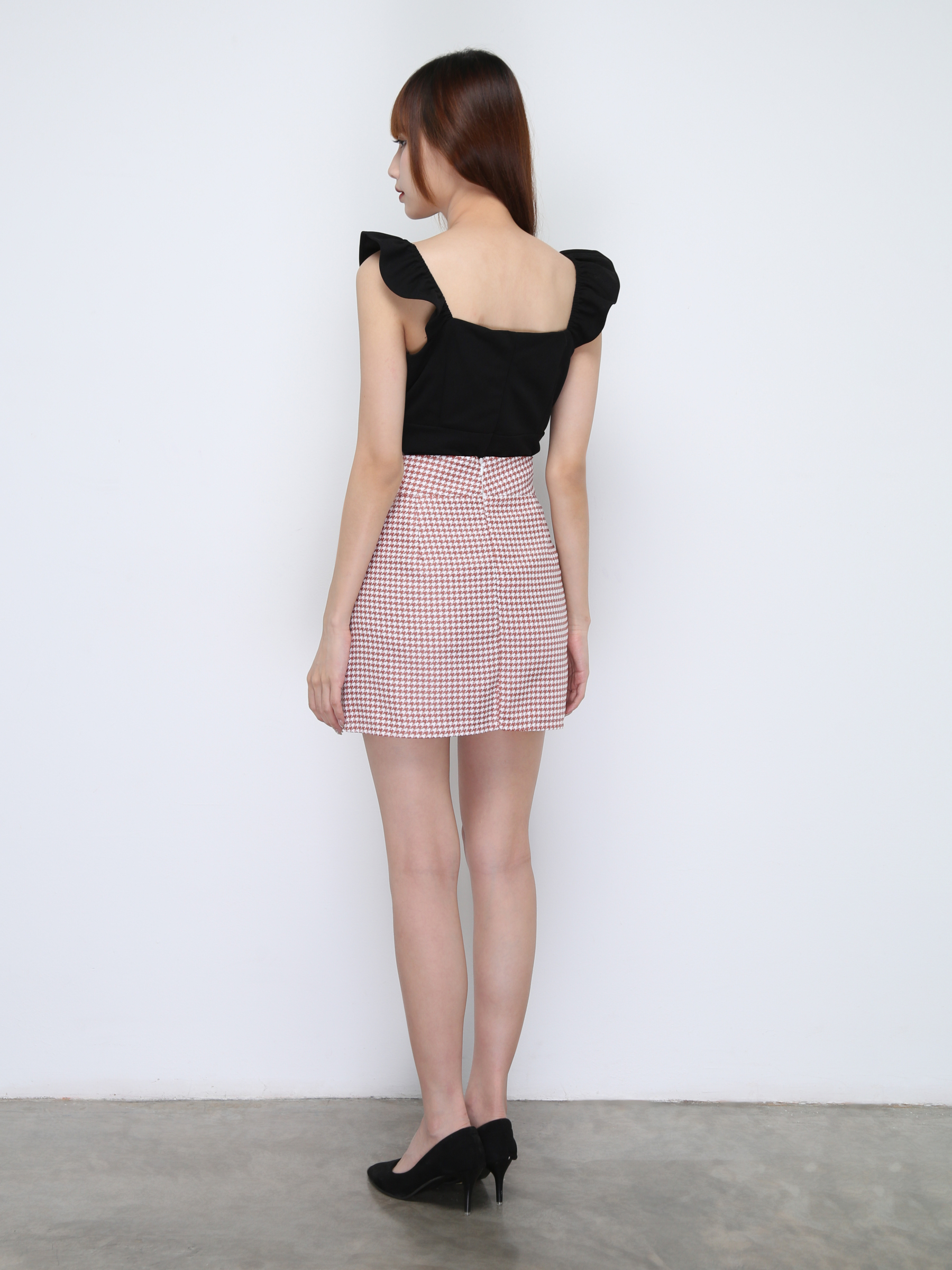 High Waist Checker Skirt Pants 22141