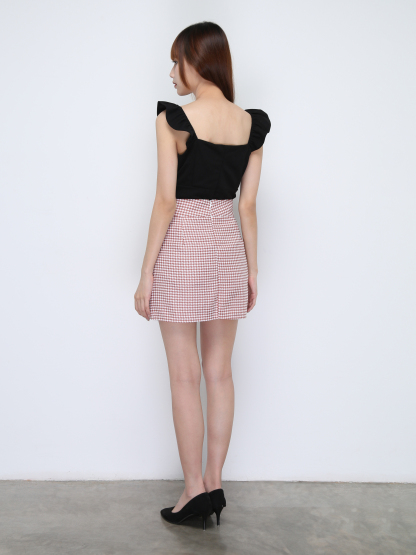 High Waist Checker Skirt Pants 22141