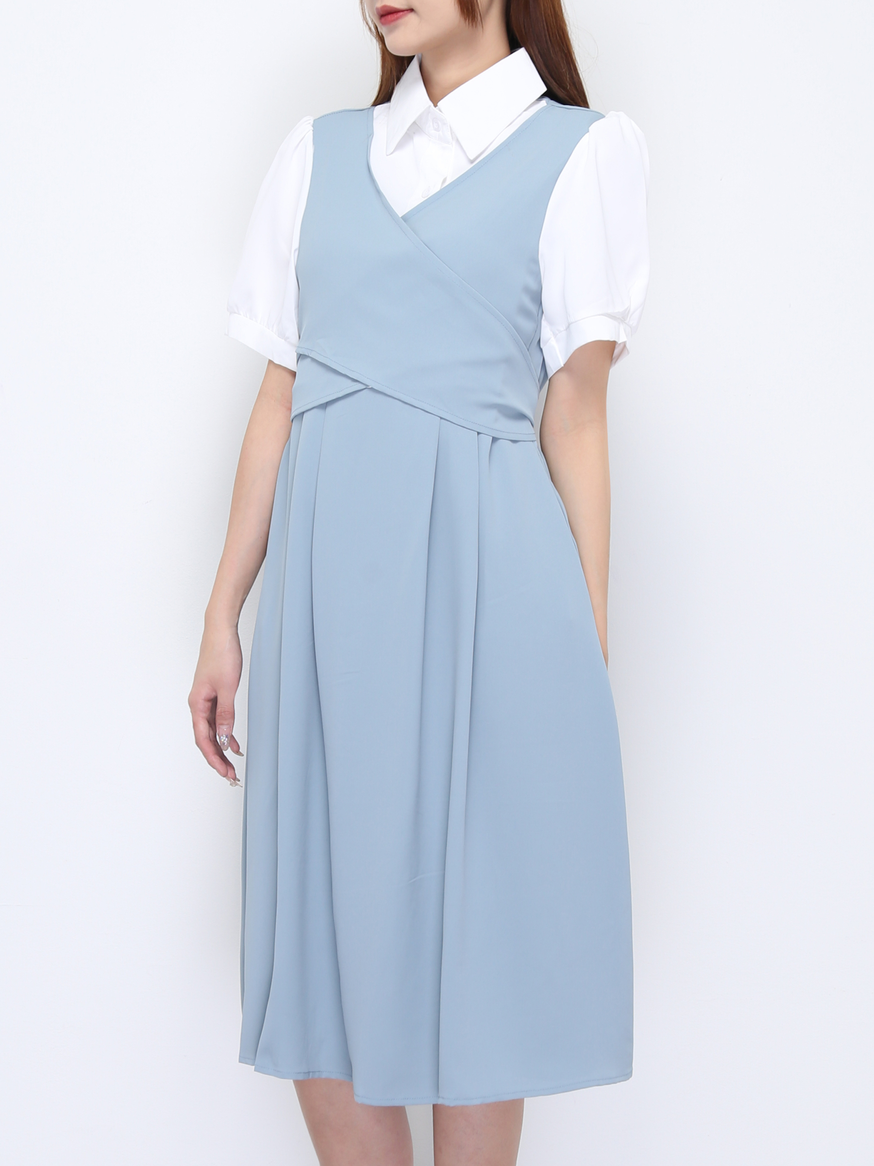 Fake Two Piece Wrap Dress 22172