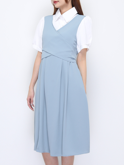 Fake Two Piece Wrap Dress 22172