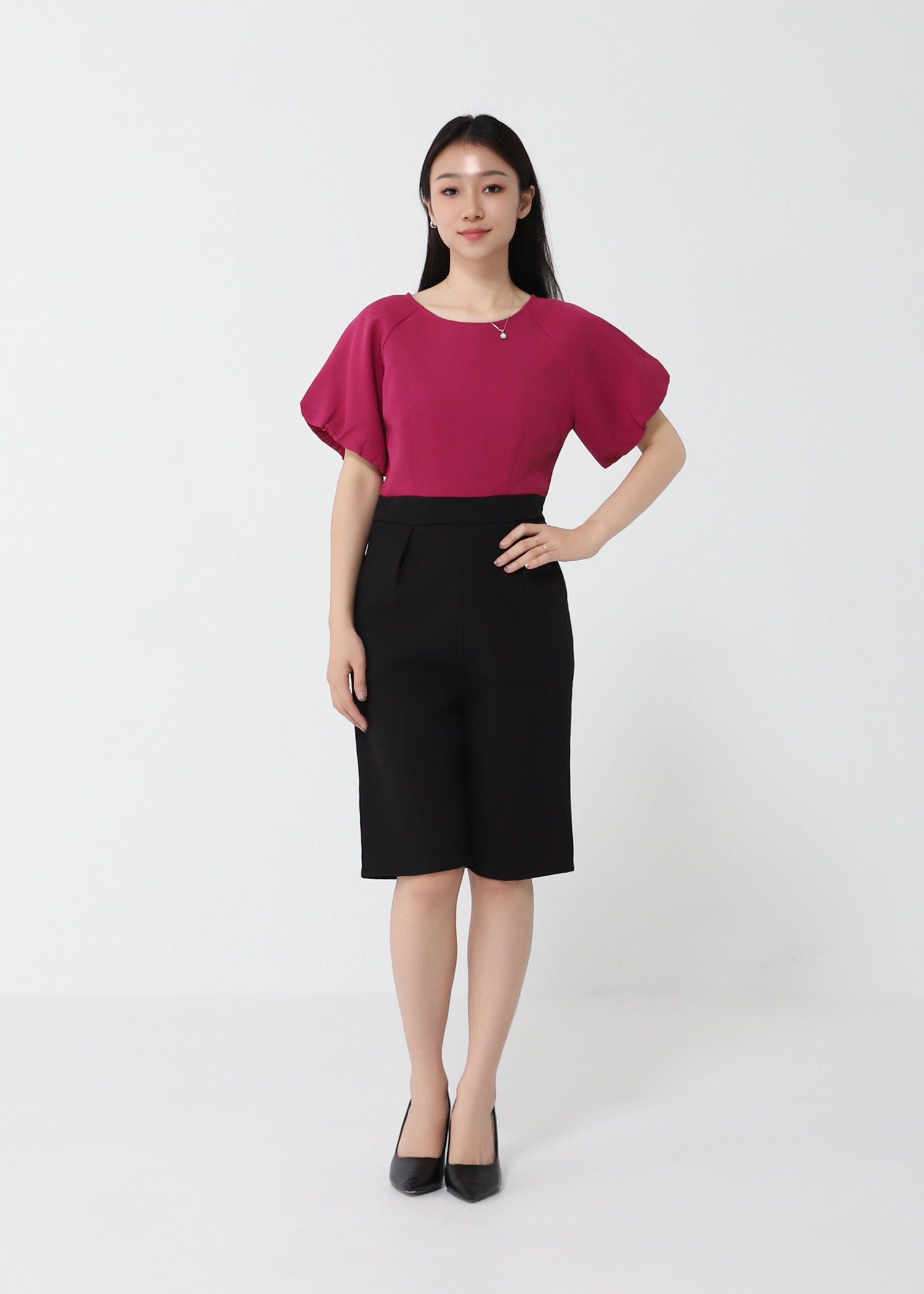 Two Tone Puff Sleeve Jumpsuit 22176
