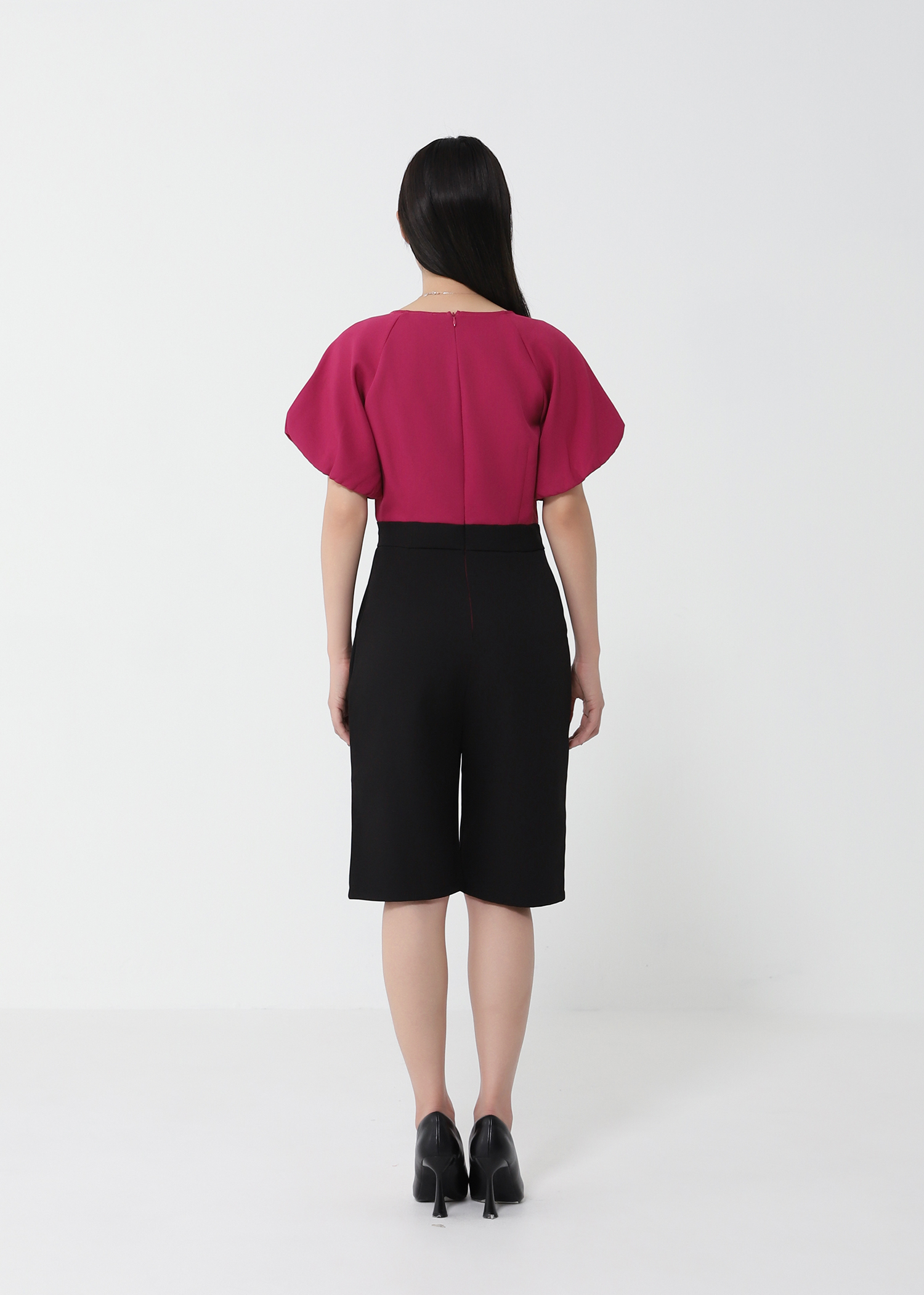 Two Tone Puff Sleeve Jumpsuit 22176