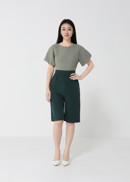 Two Tone Puff Sleeve Jumpsuit 22176