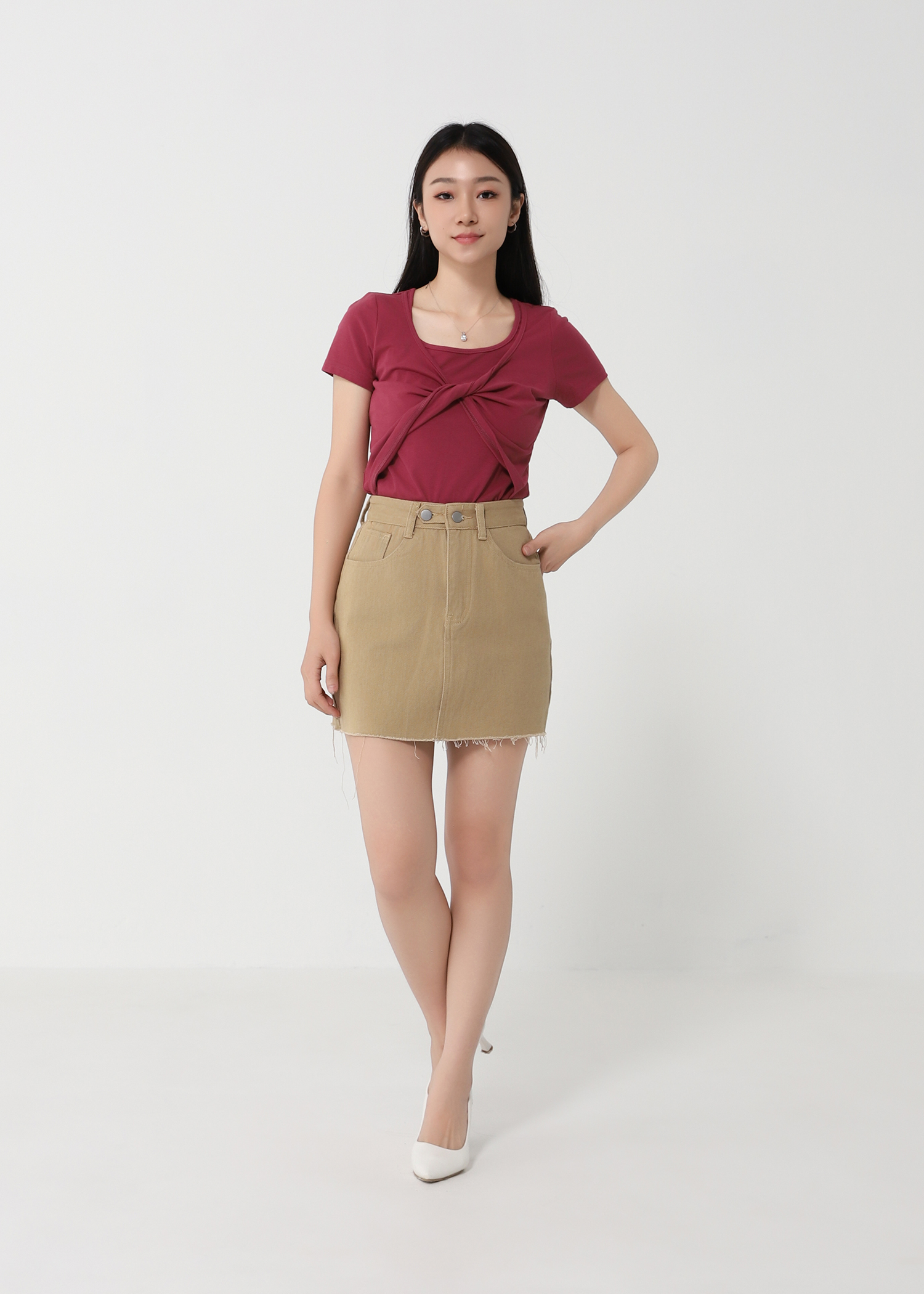 Denim Front Button And Pocket Short Pant 22609