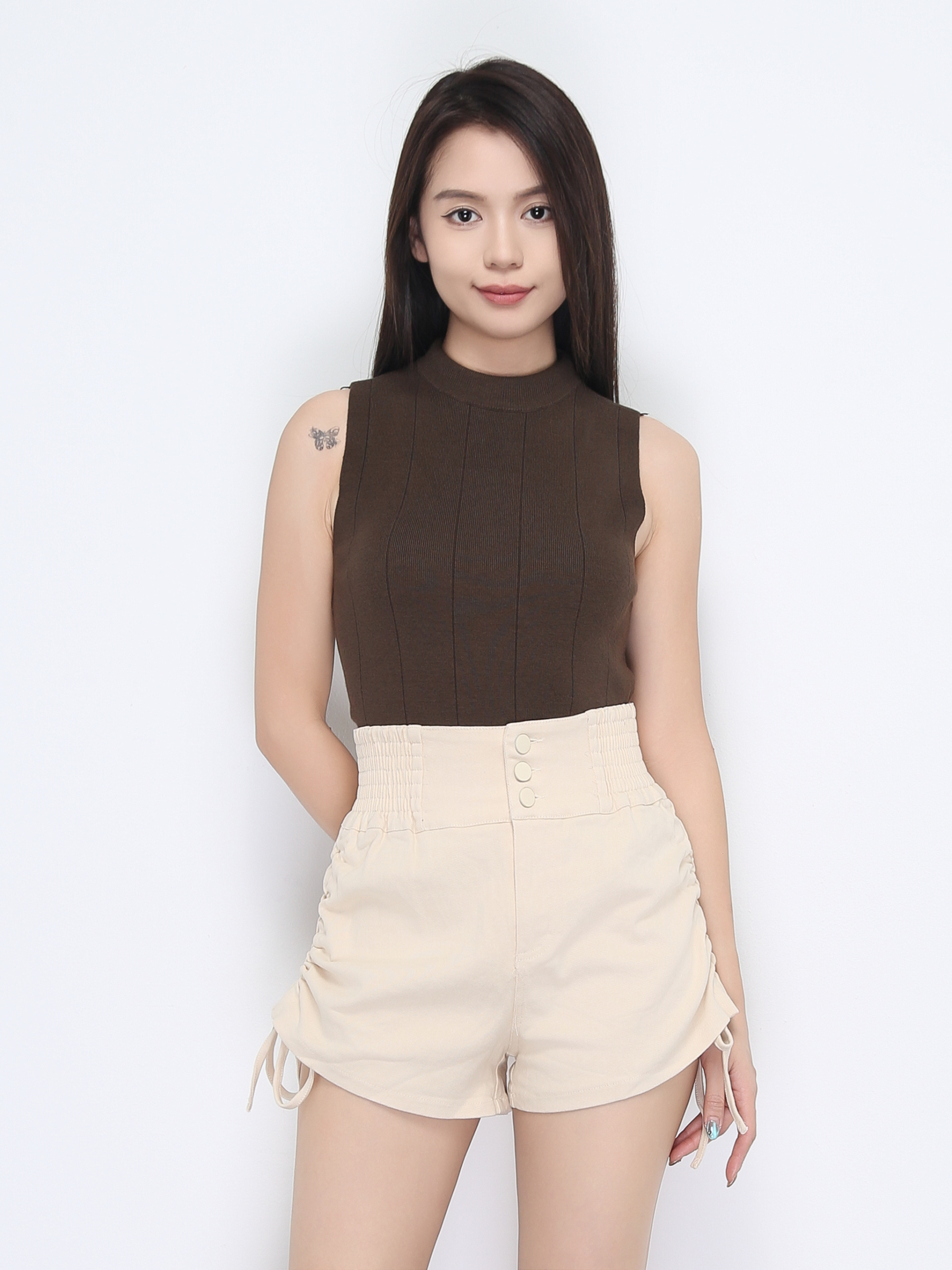 High Waist Side Drawstring Short Pants 22238