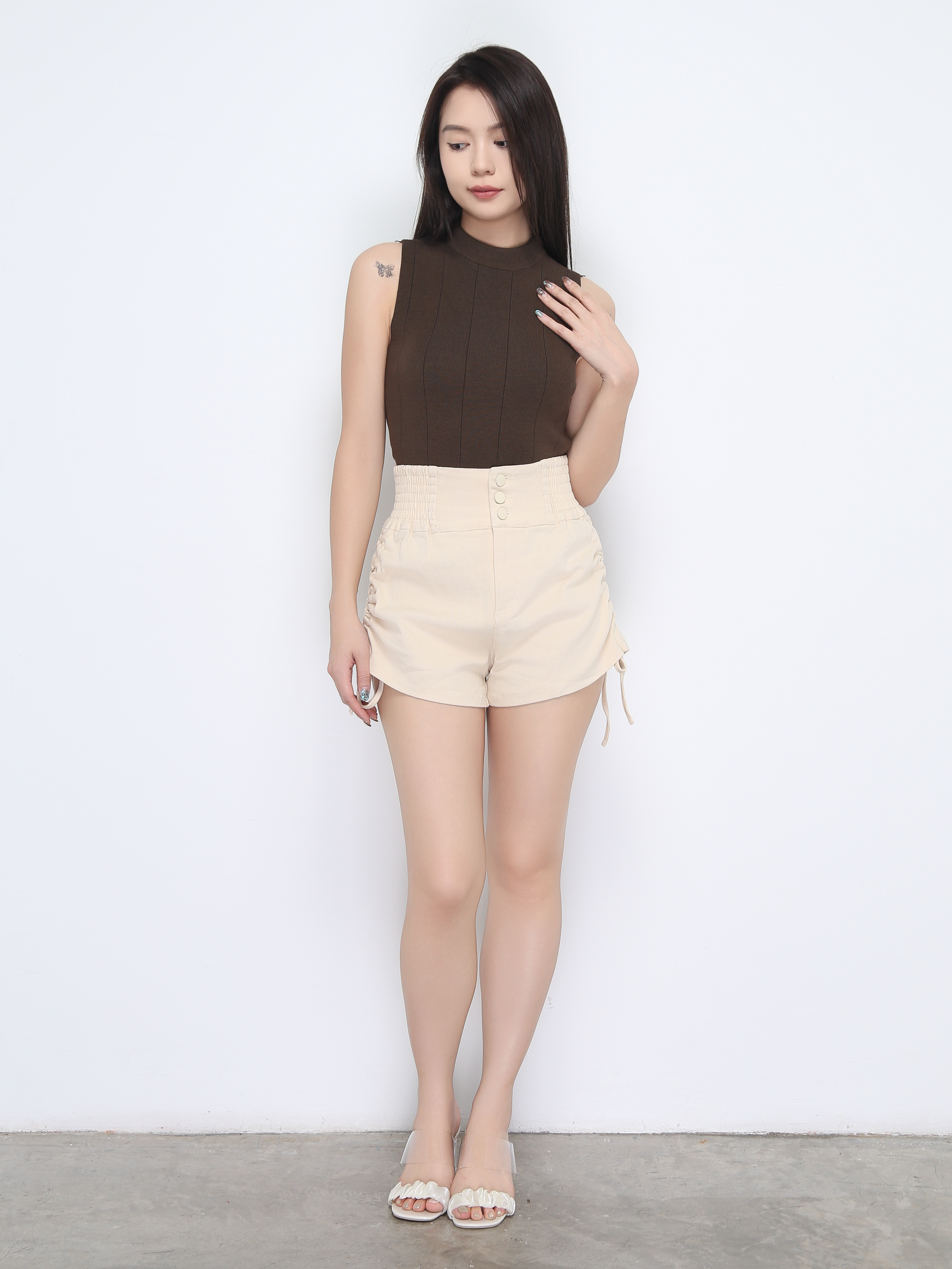 High Waist Side Drawstring Short Pants 22238