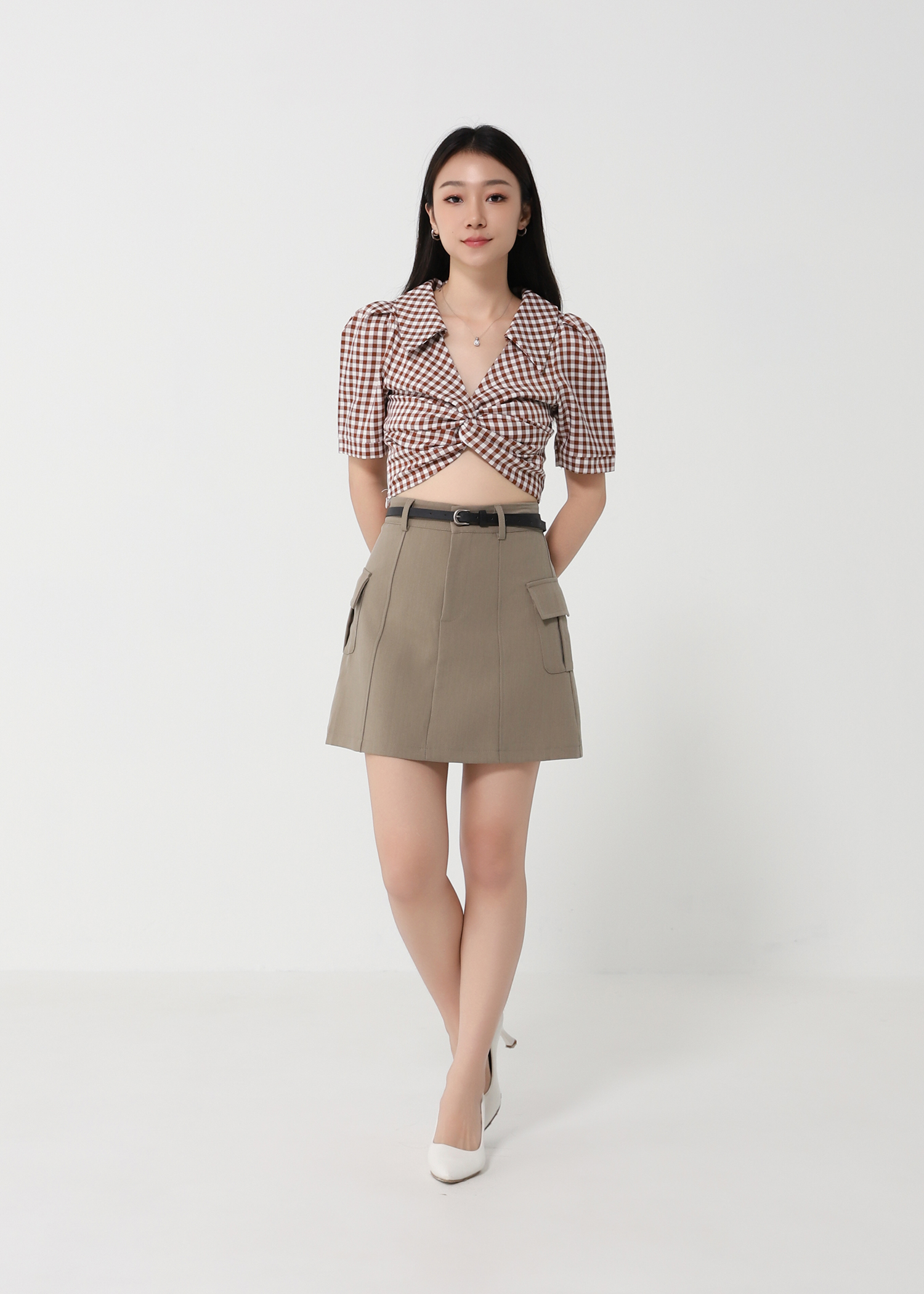 Decorative Belt With Pleated Short Pant 24729