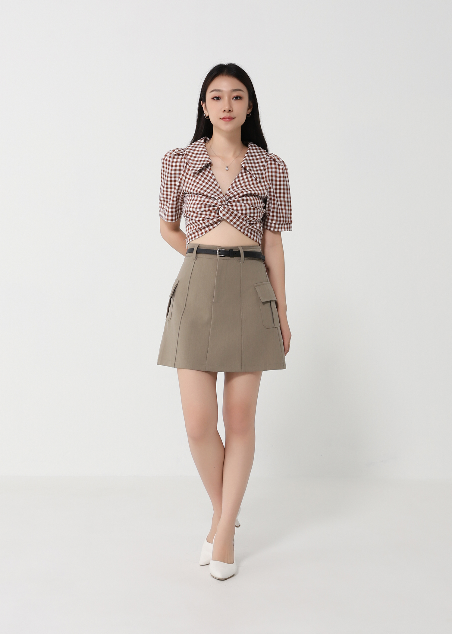 Decorative Belt With Pleated Short Pant 24729