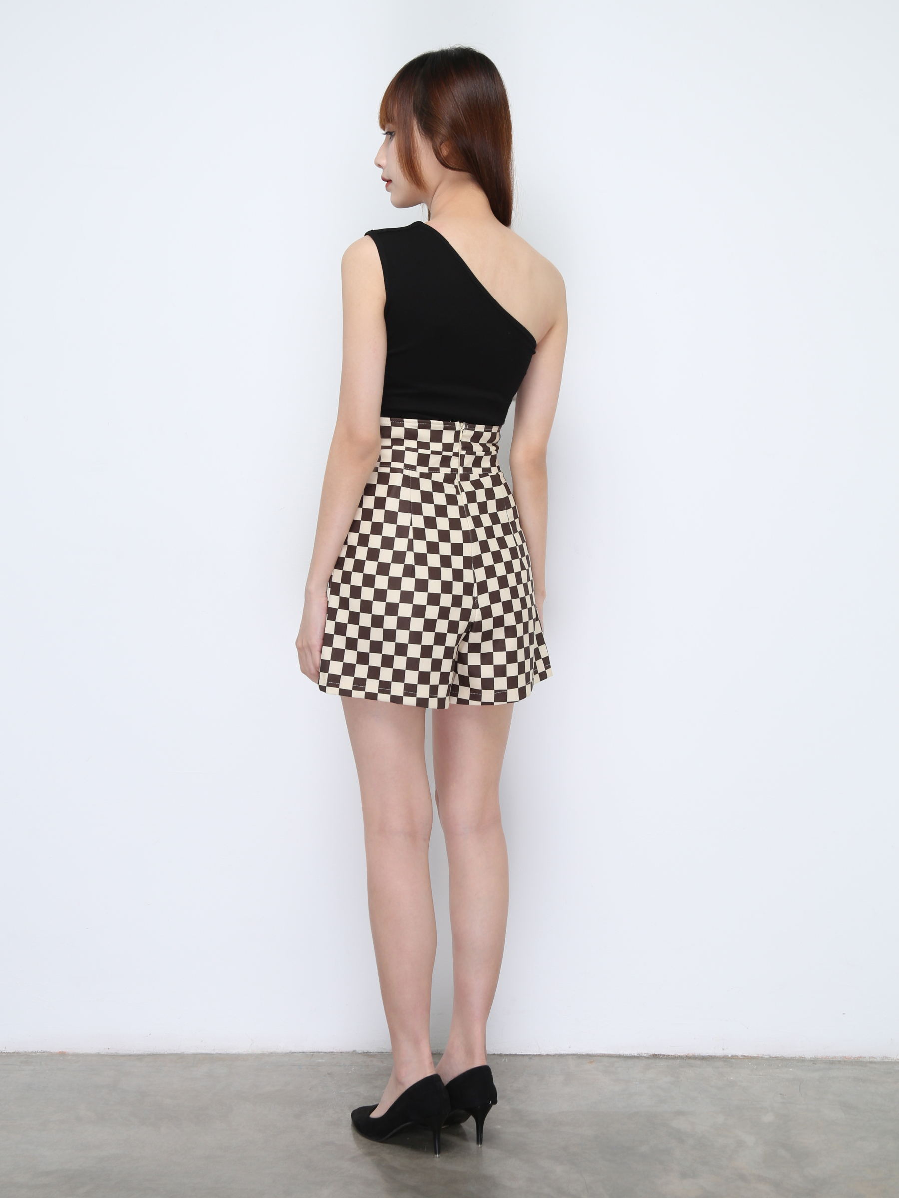 High Waist Checker Short Pants 22000