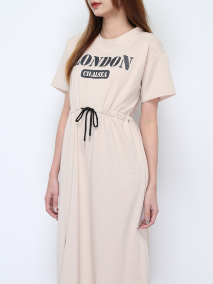 Waist Drawstring With Split Dress 22225