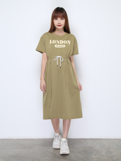 Waist Drawstring With Split Dress 22225