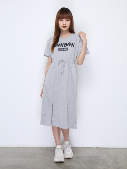 Waist Drawstring With Split Dress 22225