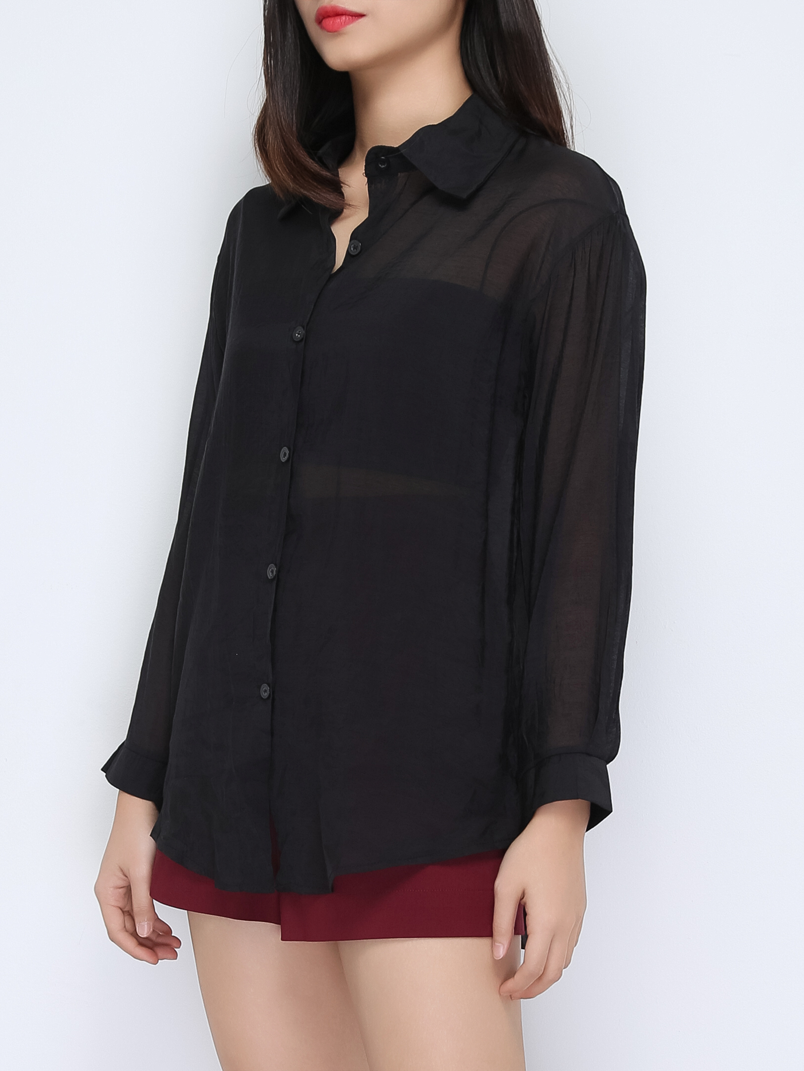 Three Piece Blouse Crop Top With Two Side Drawstring Set 22228