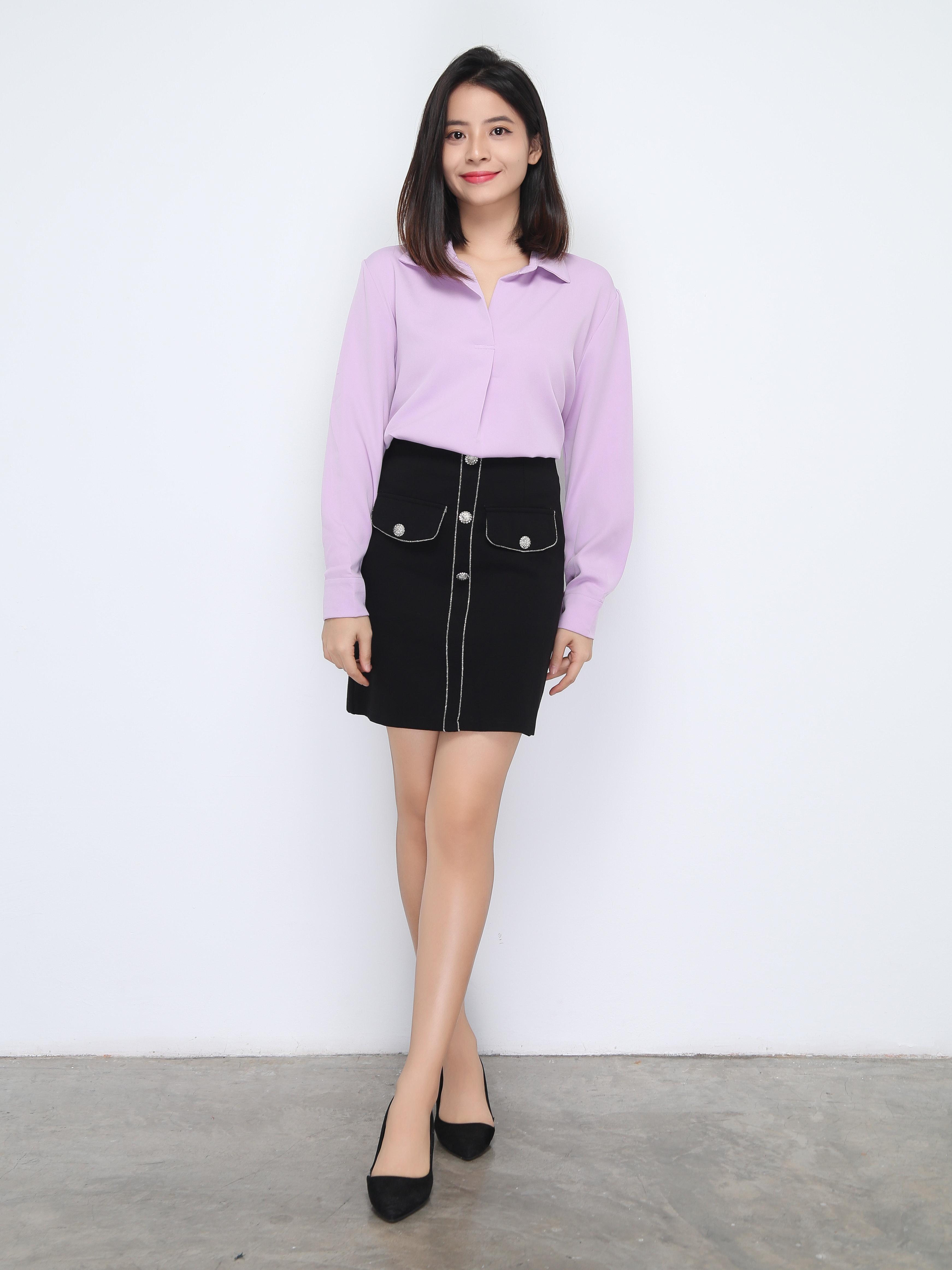 High Waist Decorative Belt With Button Skirt 22348