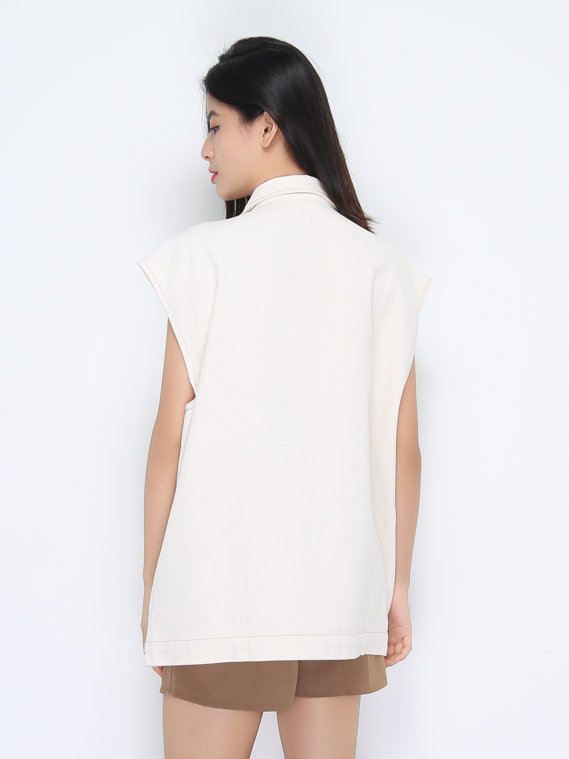 Denim Front Button Collar Top 22266