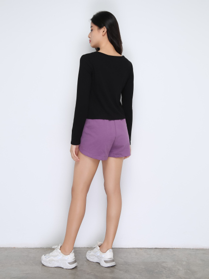High Waist Waist Stretchable Side Pocket Short Pants 22368