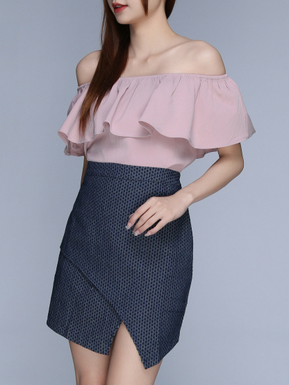 Denim Slit Skirt Pants 22785