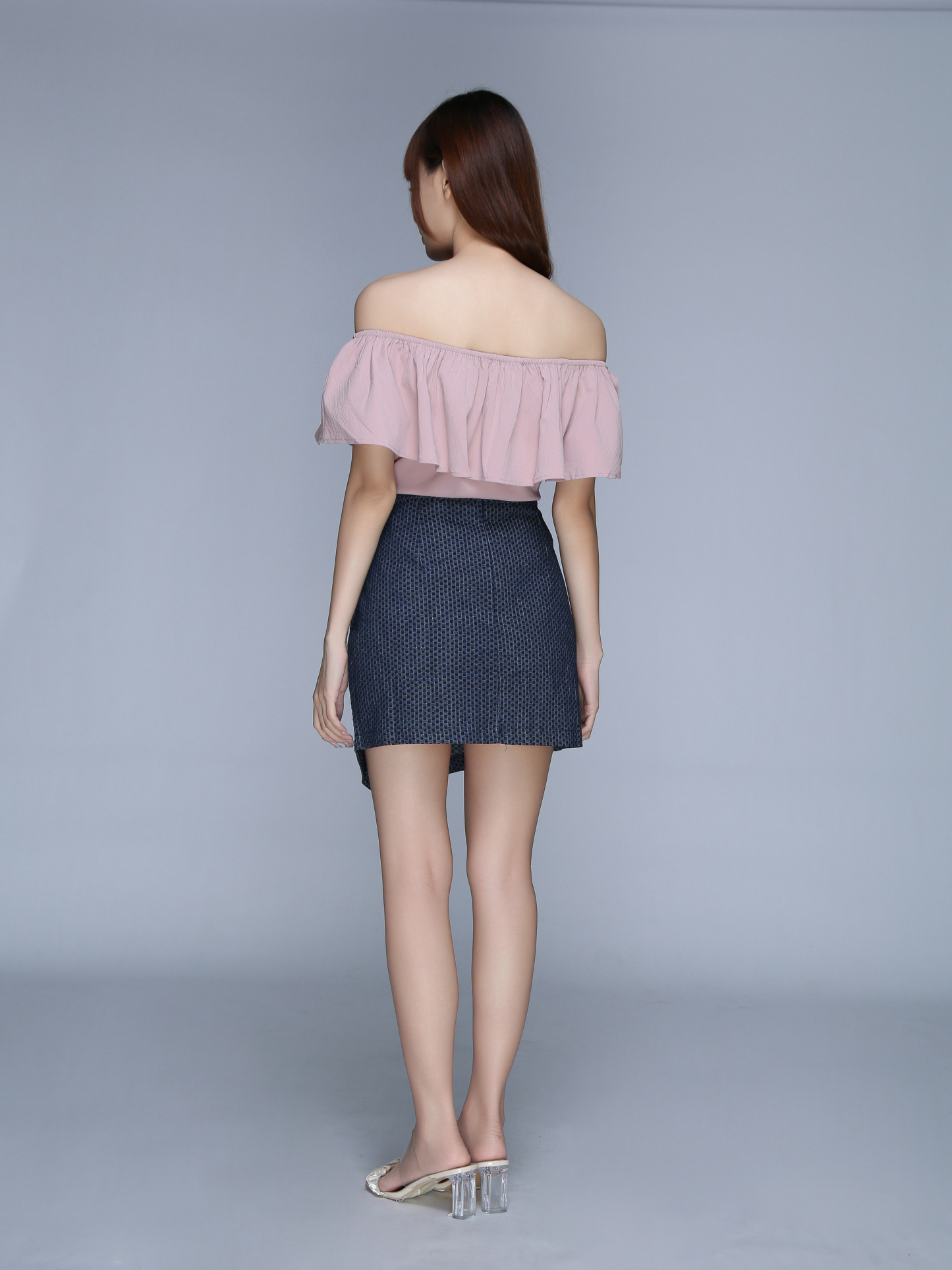 Denim Slit Skirt Pants 22785