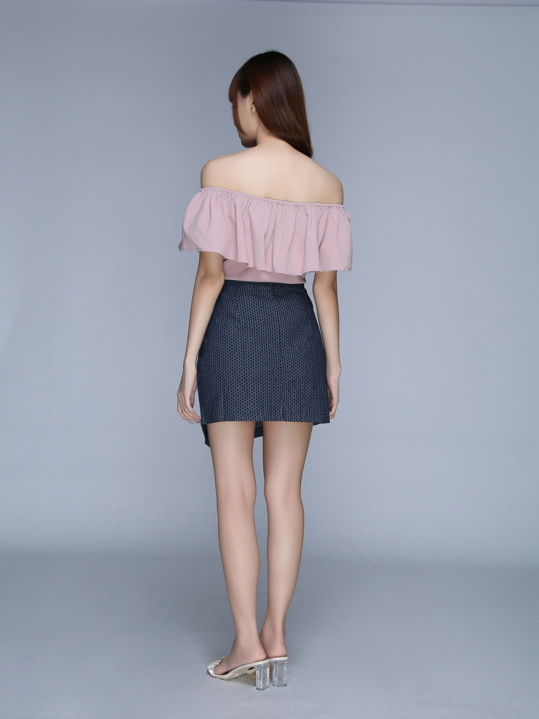 Denim Slit Skirt Pants 22785