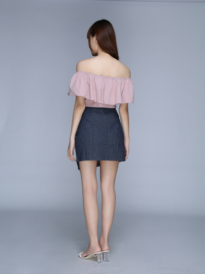 Denim Slit Skirt Pants 22785