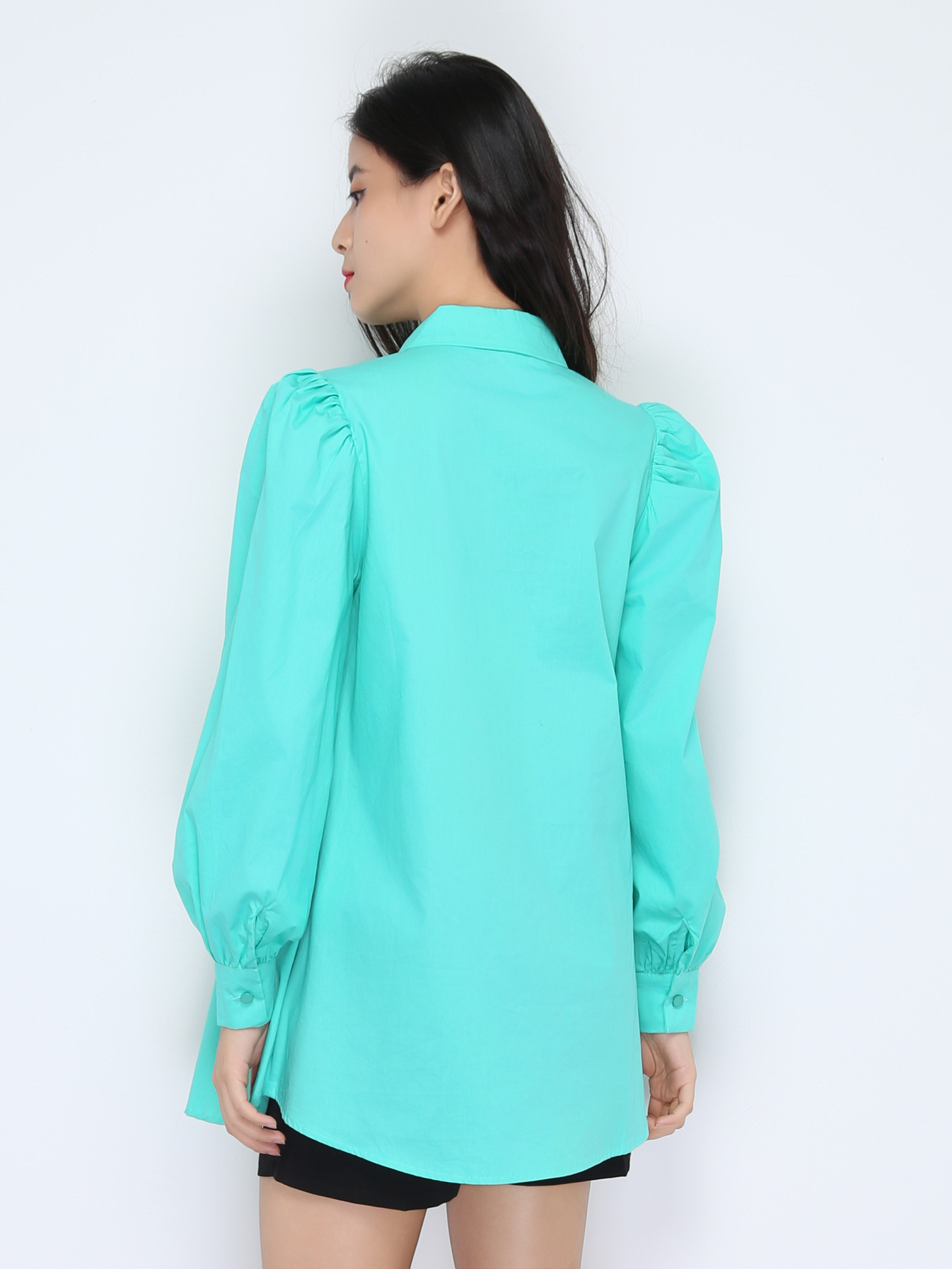 Collar Front Button Long Sleeve Blouse 22286