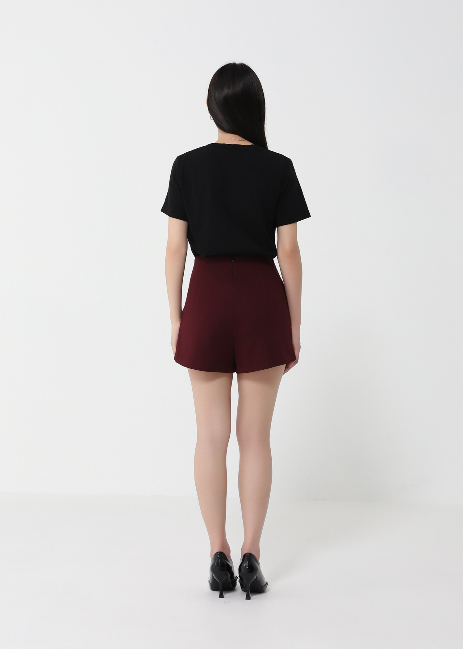 High Waist Decorative Belt Short Pants 22300