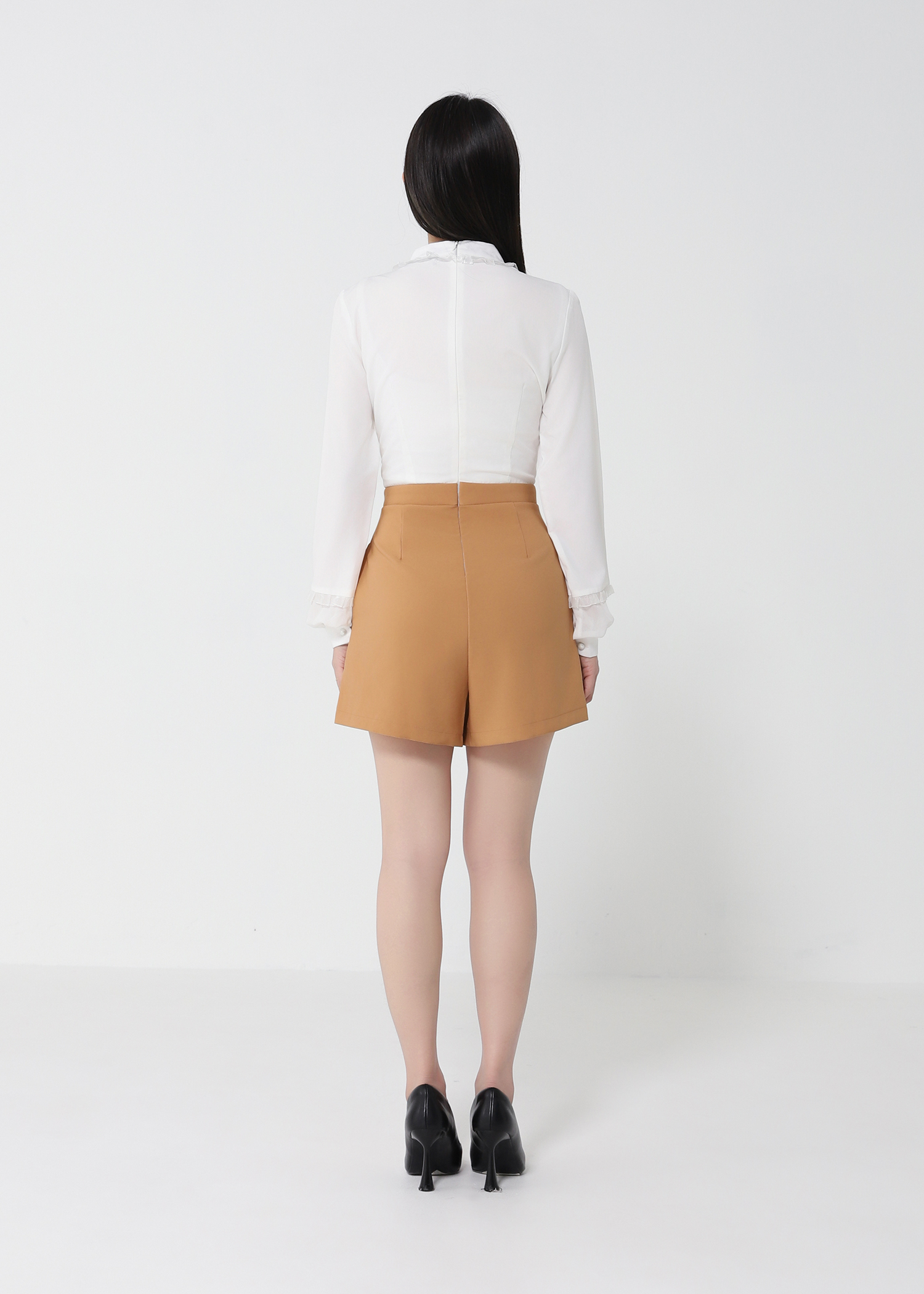 Two Tone Front Button With Long Sleeve Jumpsuit 22354