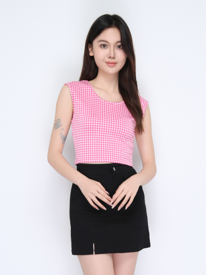 Denim High Waist Side Split Skirt Pants 22373