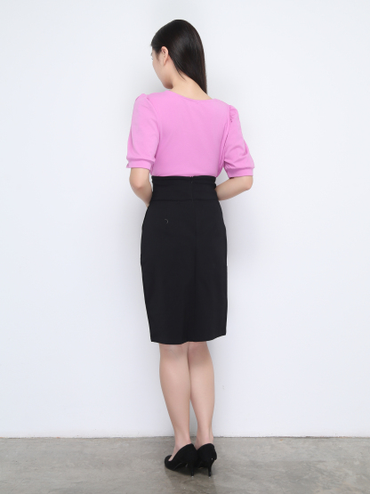 High Waist Side Drawstring With Split Skirt 22252