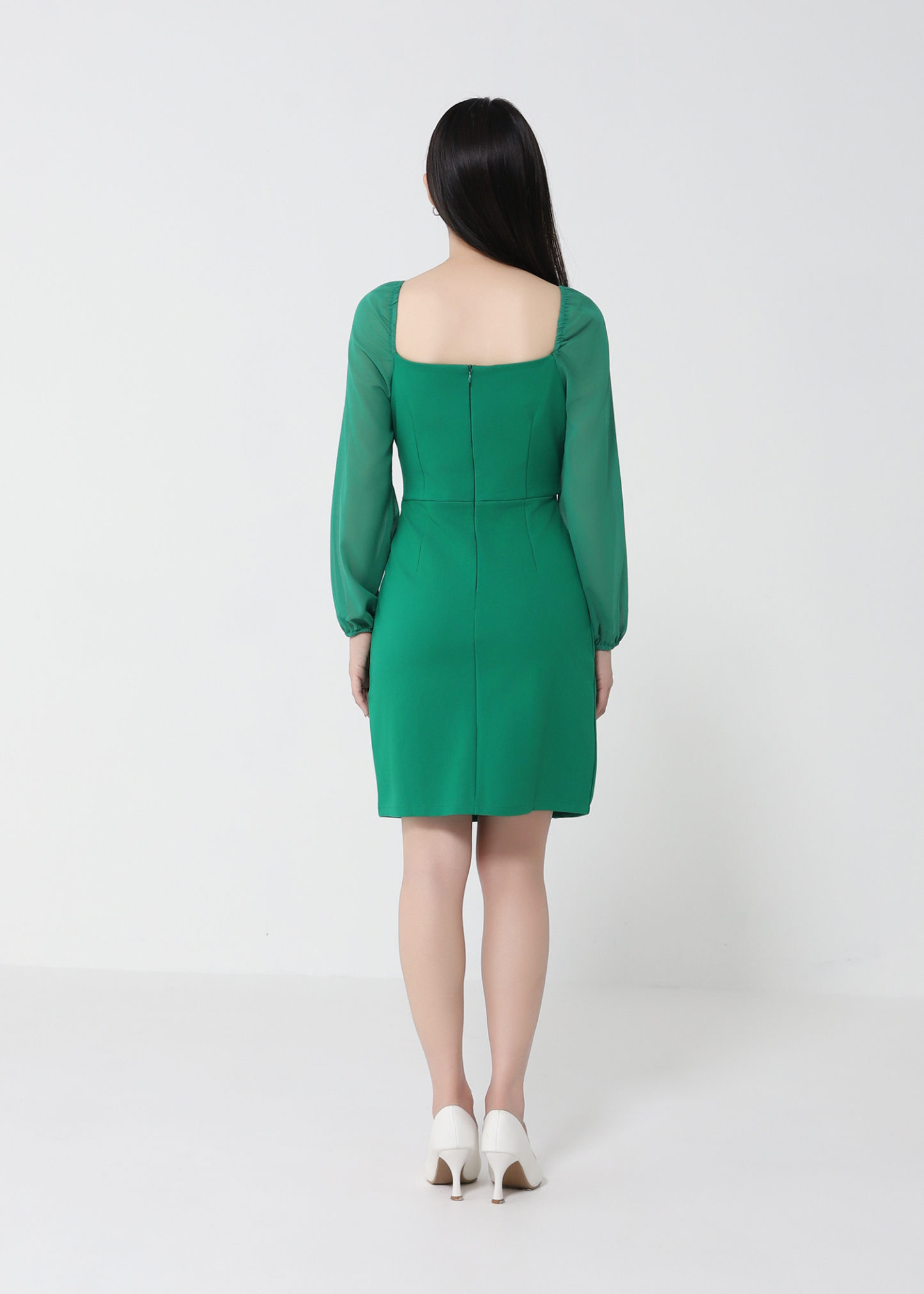 Sweetheart Neckline Front Drawstring Front Hole Dress 22367