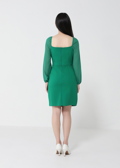 Sweetheart Neckline Front Drawstring Front Hole Dress 22367