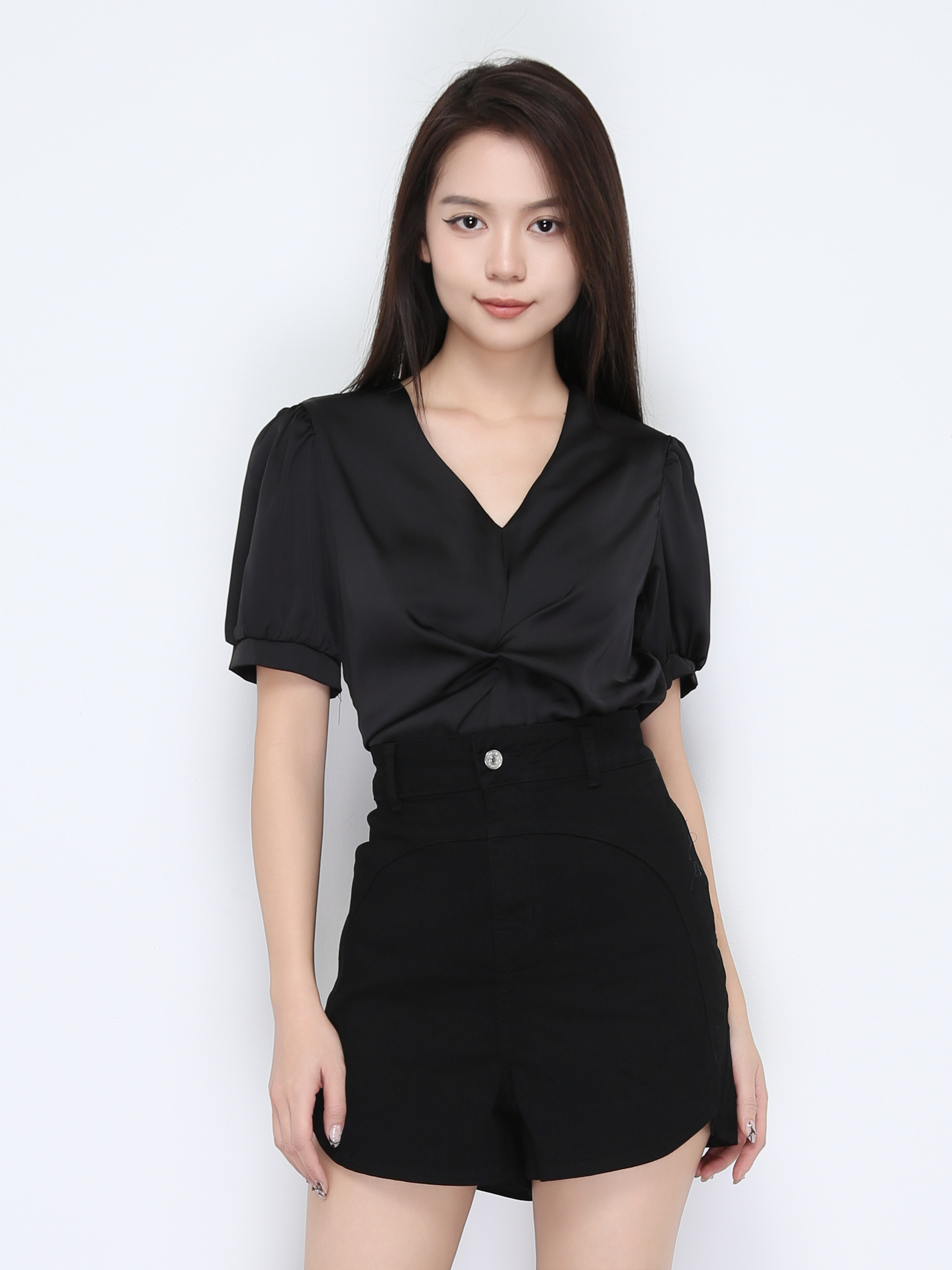 High Waist Denim With Split Short Pants 22451