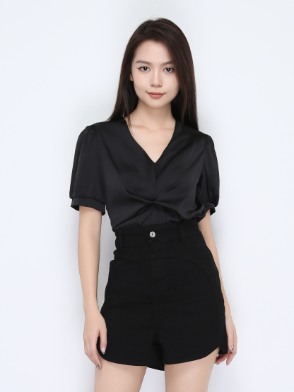 High Waist Denim With Split Short Pants 22451