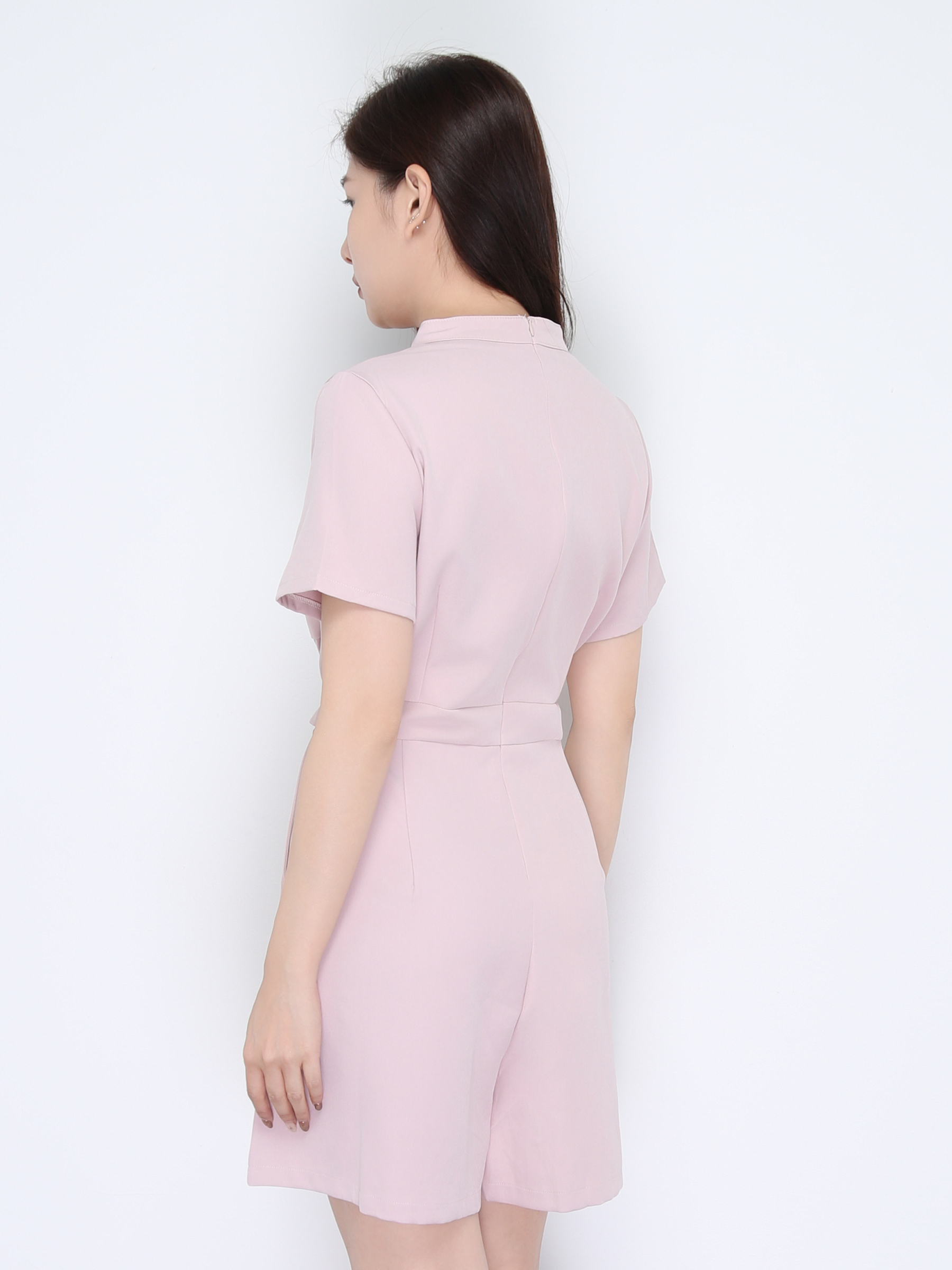 V Neck Front Button With Decoartive Belt Jumpsuit 22402