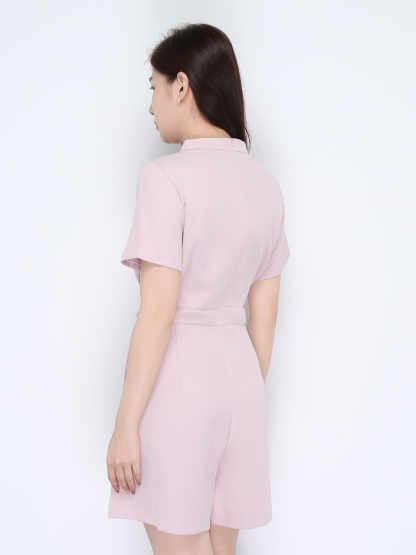 V Neck Front Button With Decoartive Belt Jumpsuit 22402