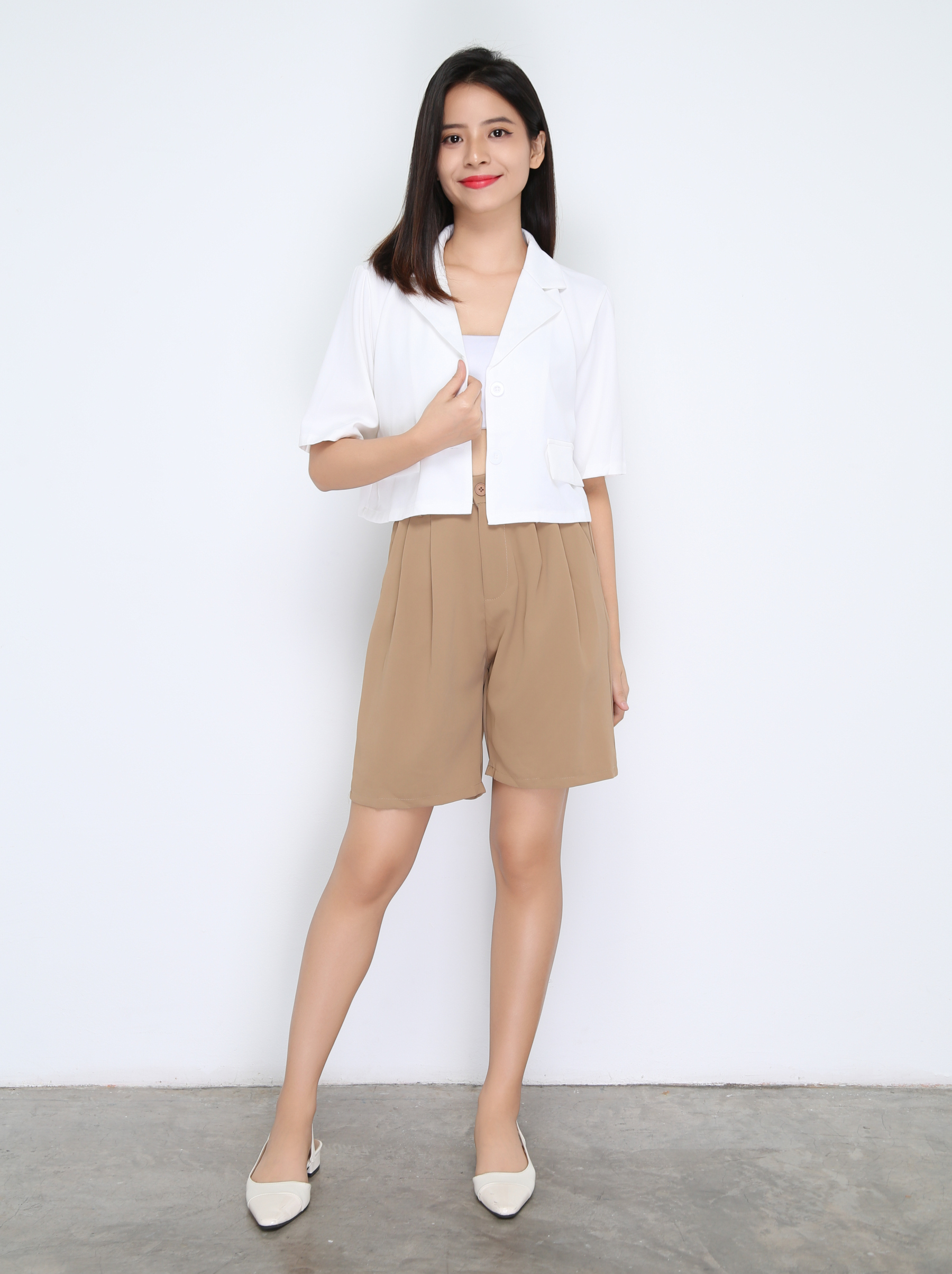 Collar Front Button Crop Top 22412