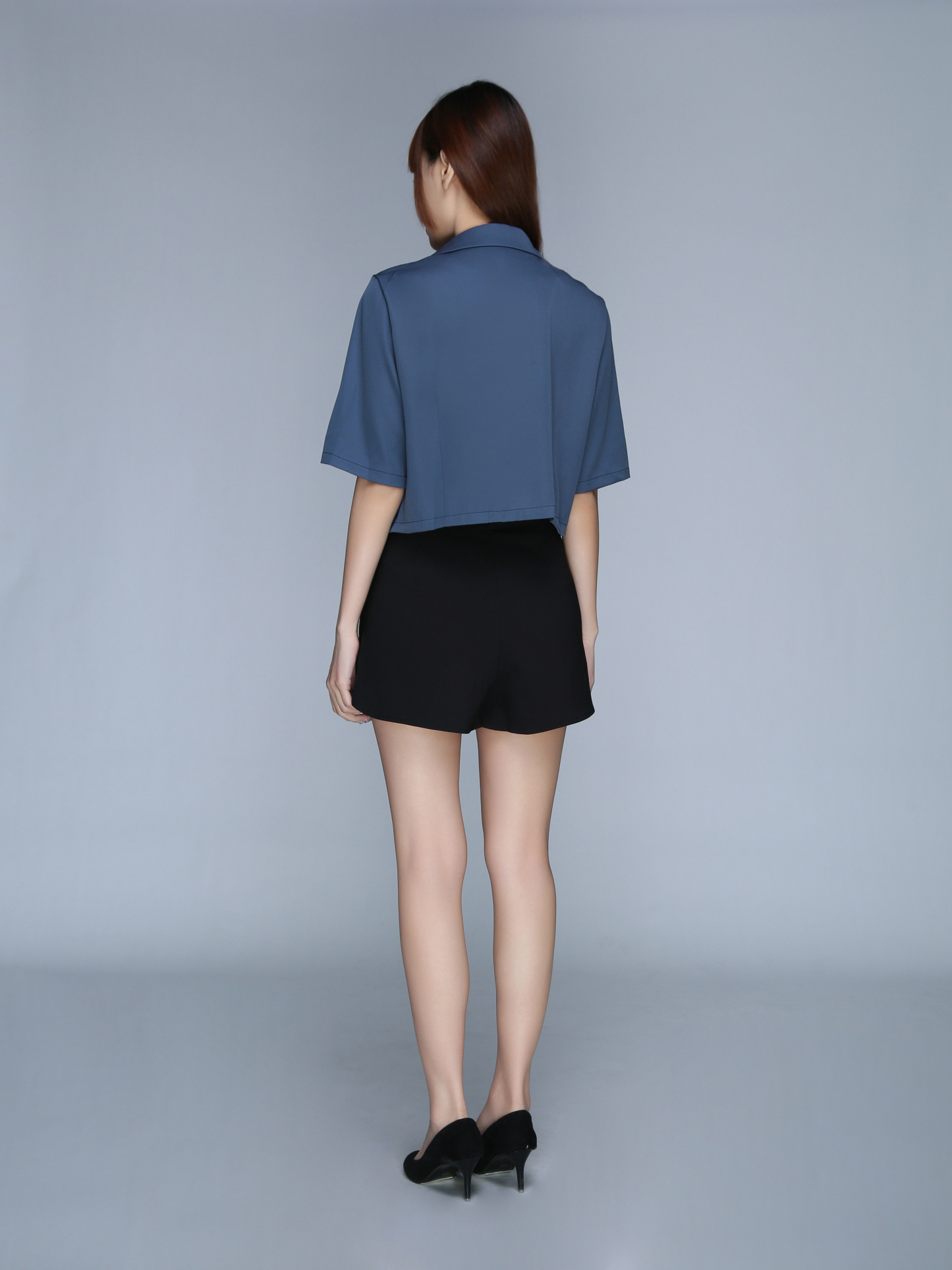 Collar Front Button Crop Top 22412