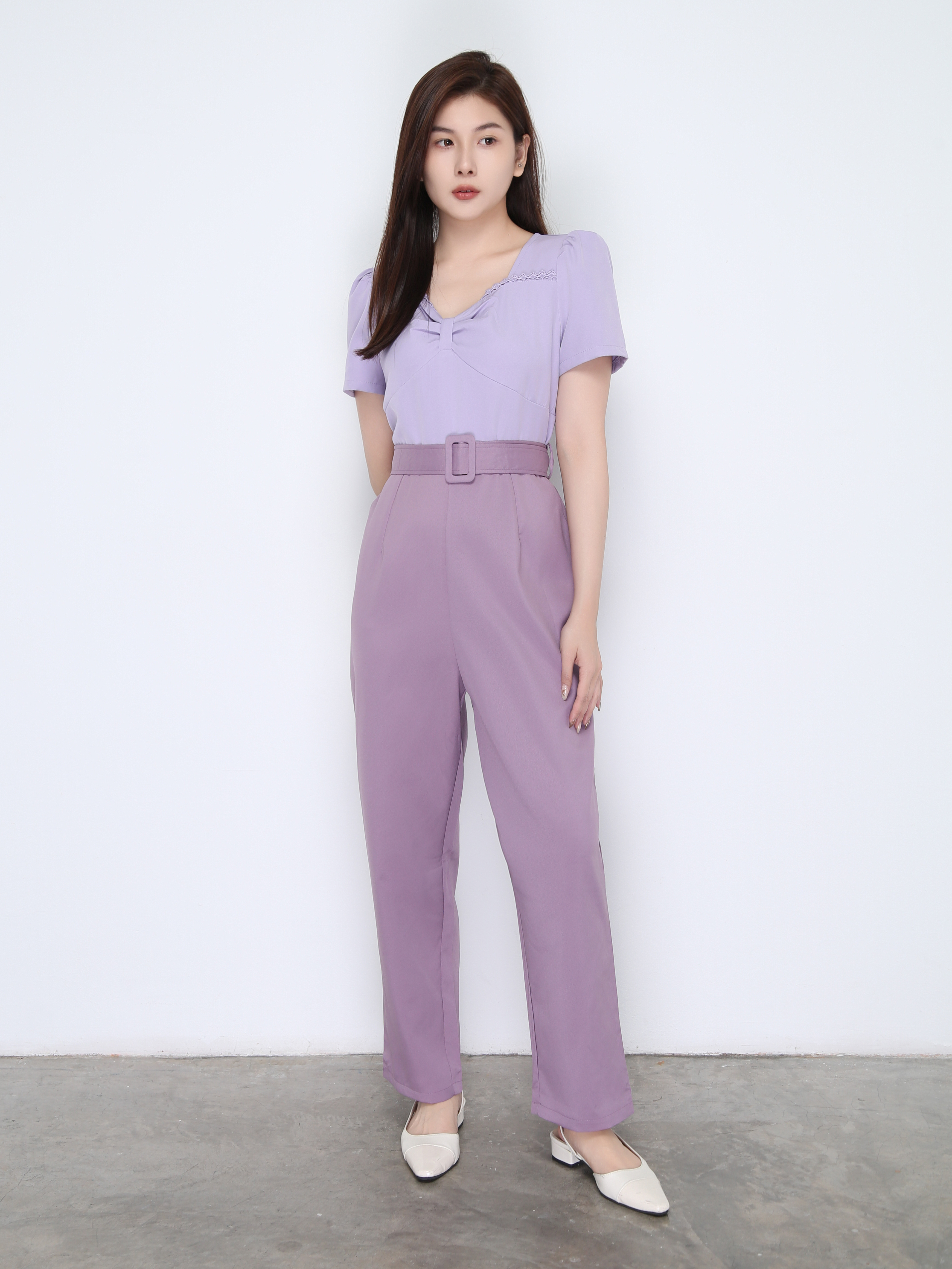 Swetheart Neckline Pleated Two Tone Jumpsuit 22449