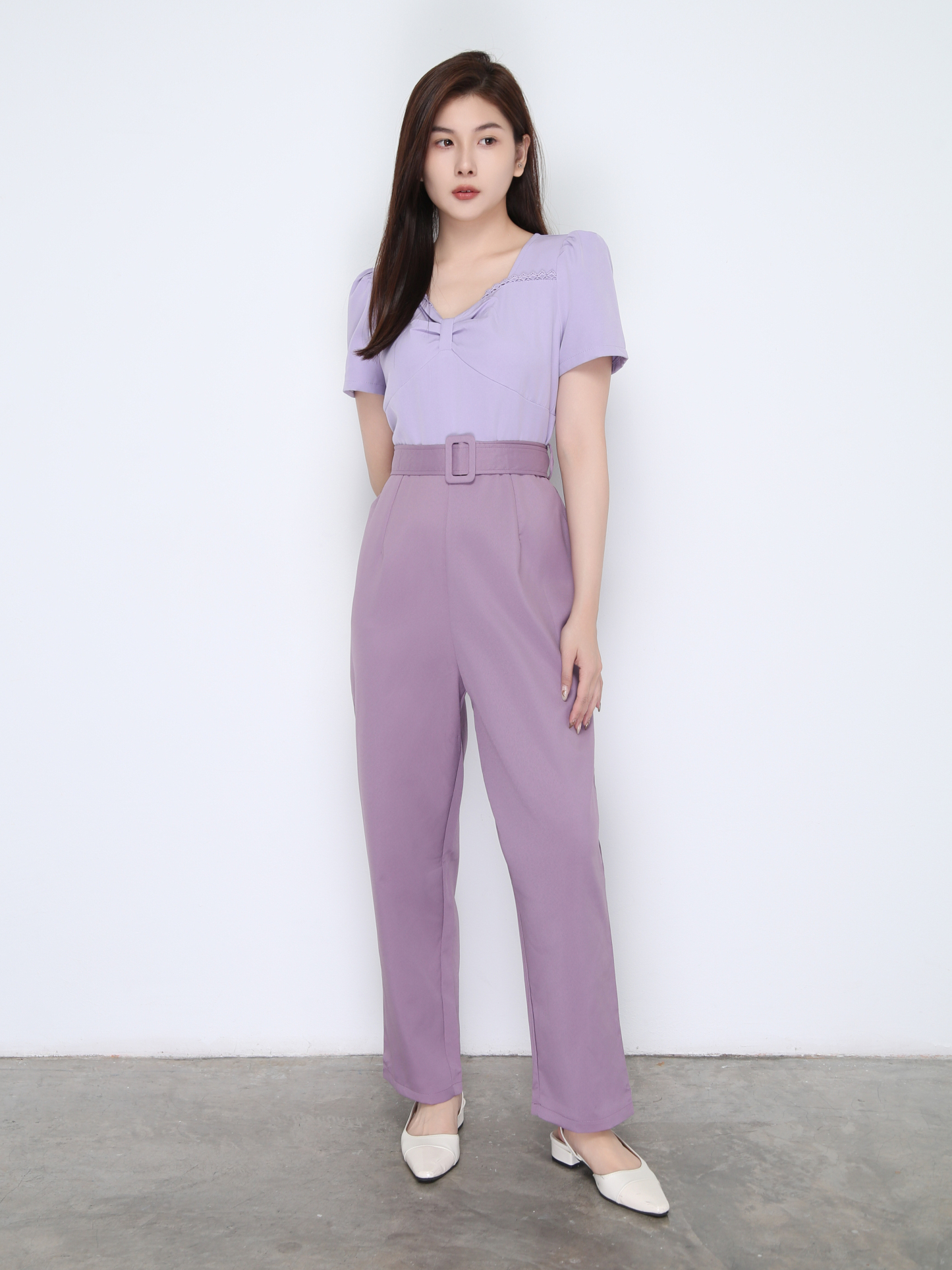 Swetheart Neckline Pleated Two Tone Jumpsuit 22449