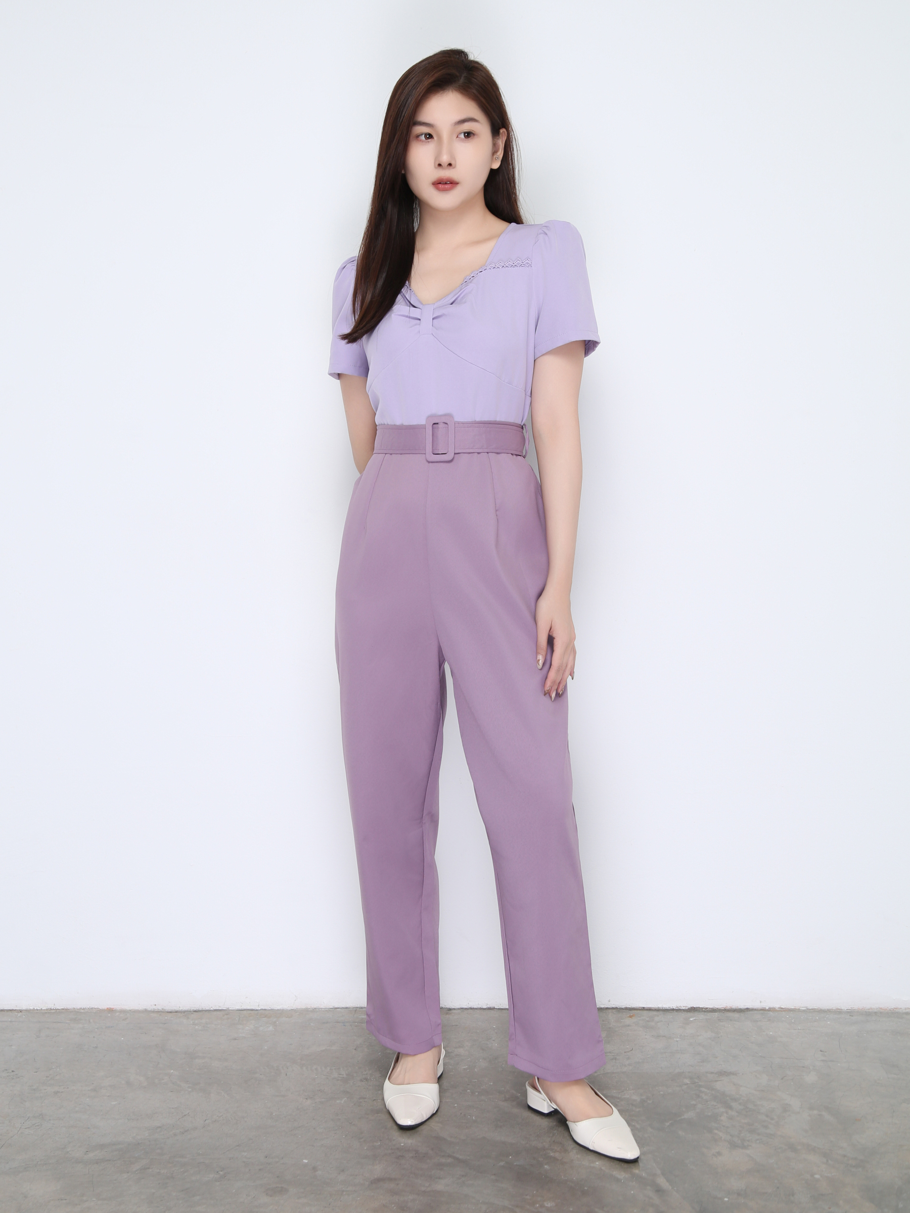 Swetheart Neckline Pleated Two Tone Jumpsuit 22449