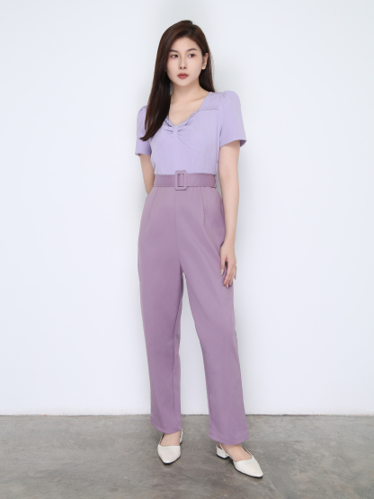 Swetheart Neckline Pleated Two Tone Jumpsuit 22449