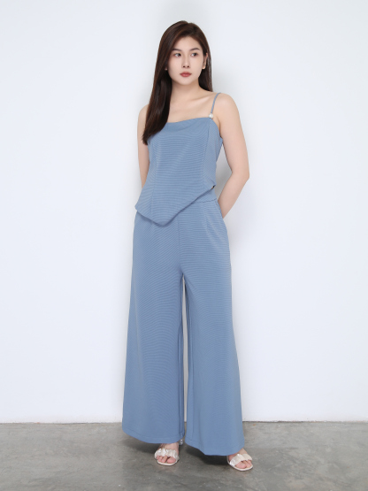 Two Piece With Strap Wide Leg Pants Set 22456