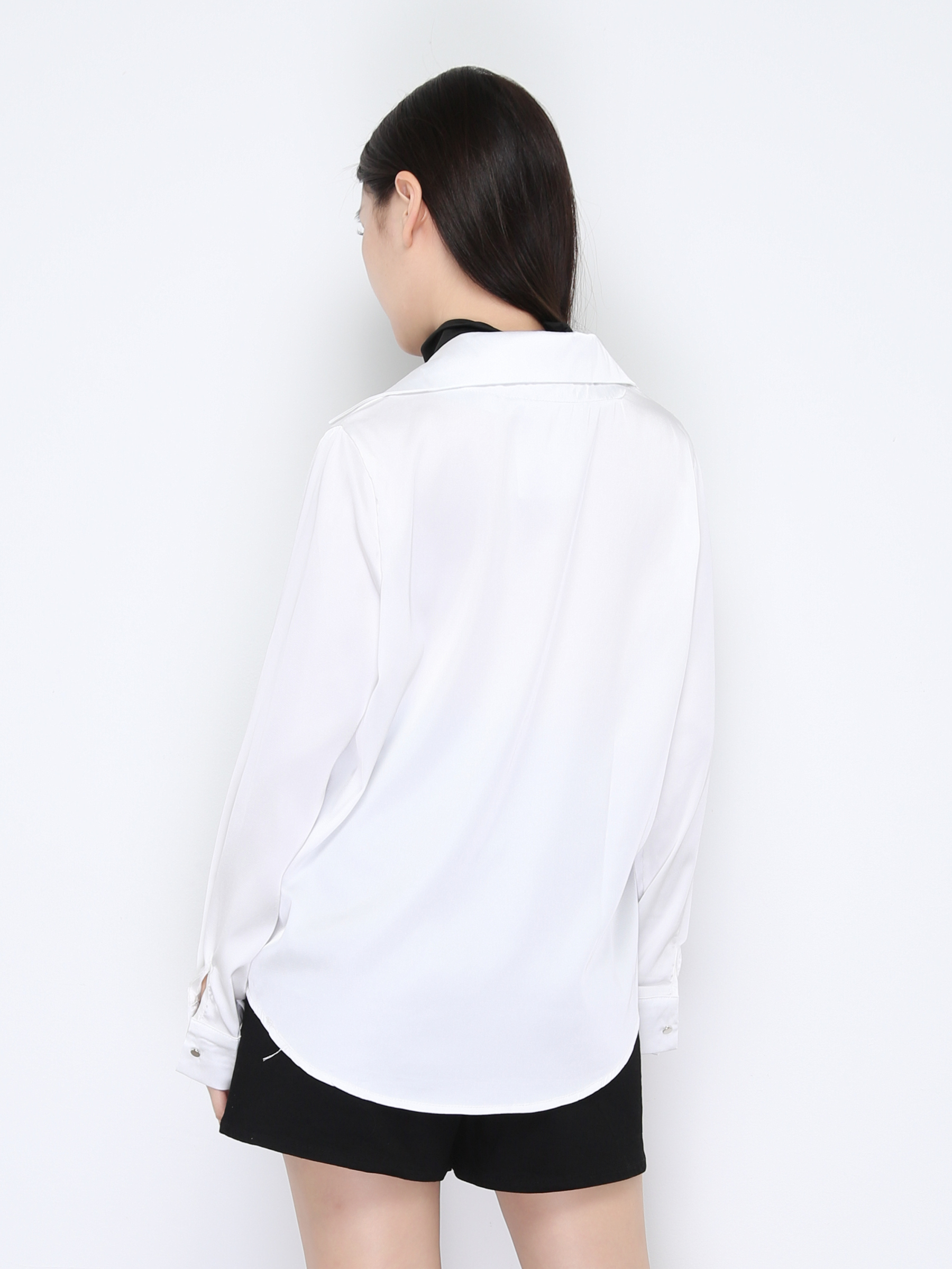 Fake Two Piece Collar V Neck Long Sleeve Top 22457