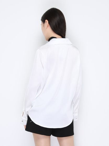 Fake Two Piece Collar V Neck Long Sleeve Top 22457