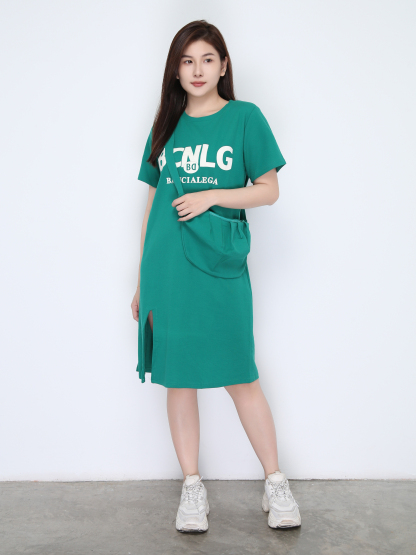 Font Lazy Dress With Bag 22470