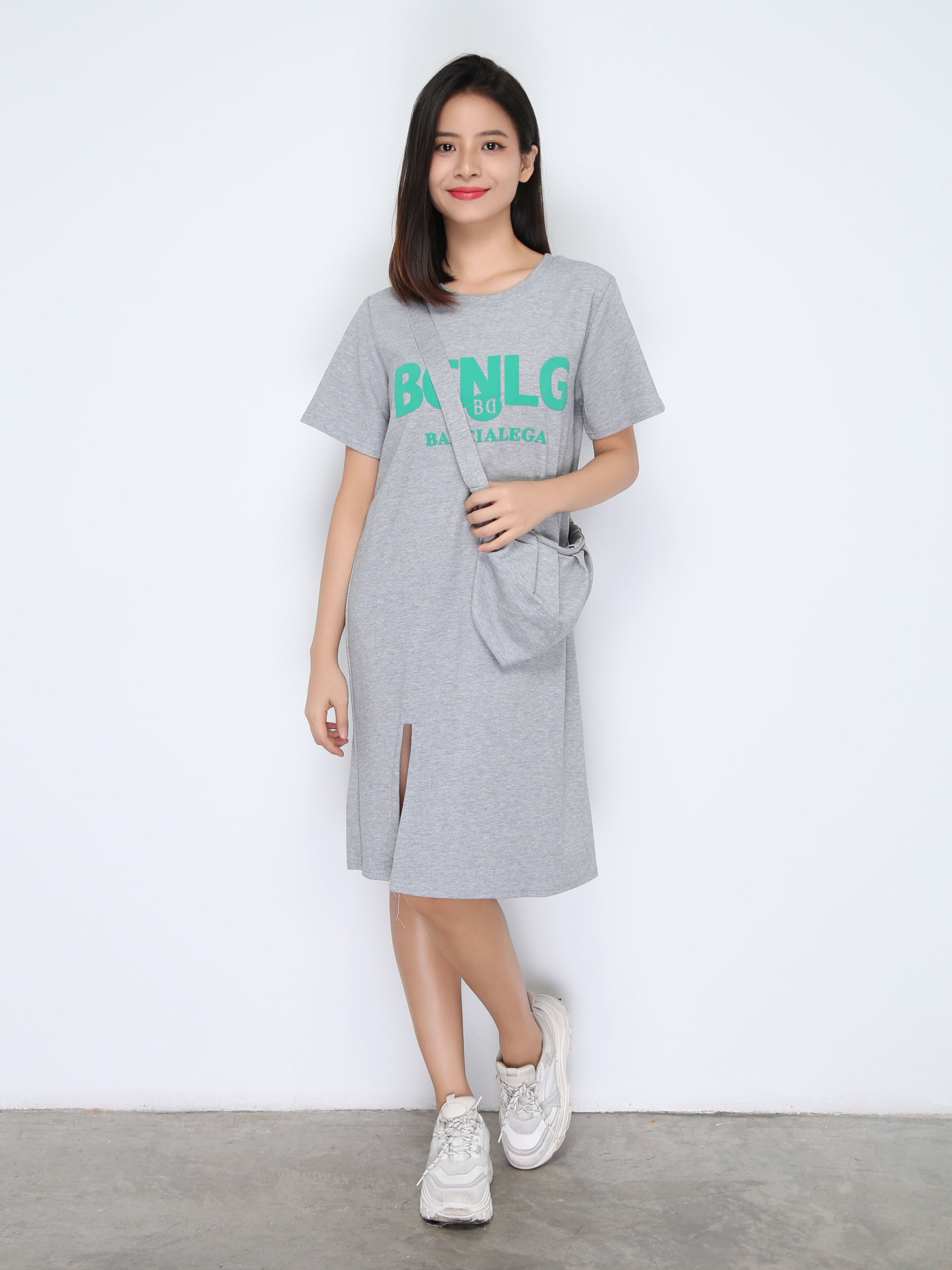 Font Lazy Dress With Bag 22470