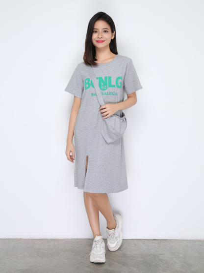 Font Lazy Dress With Bag 22470