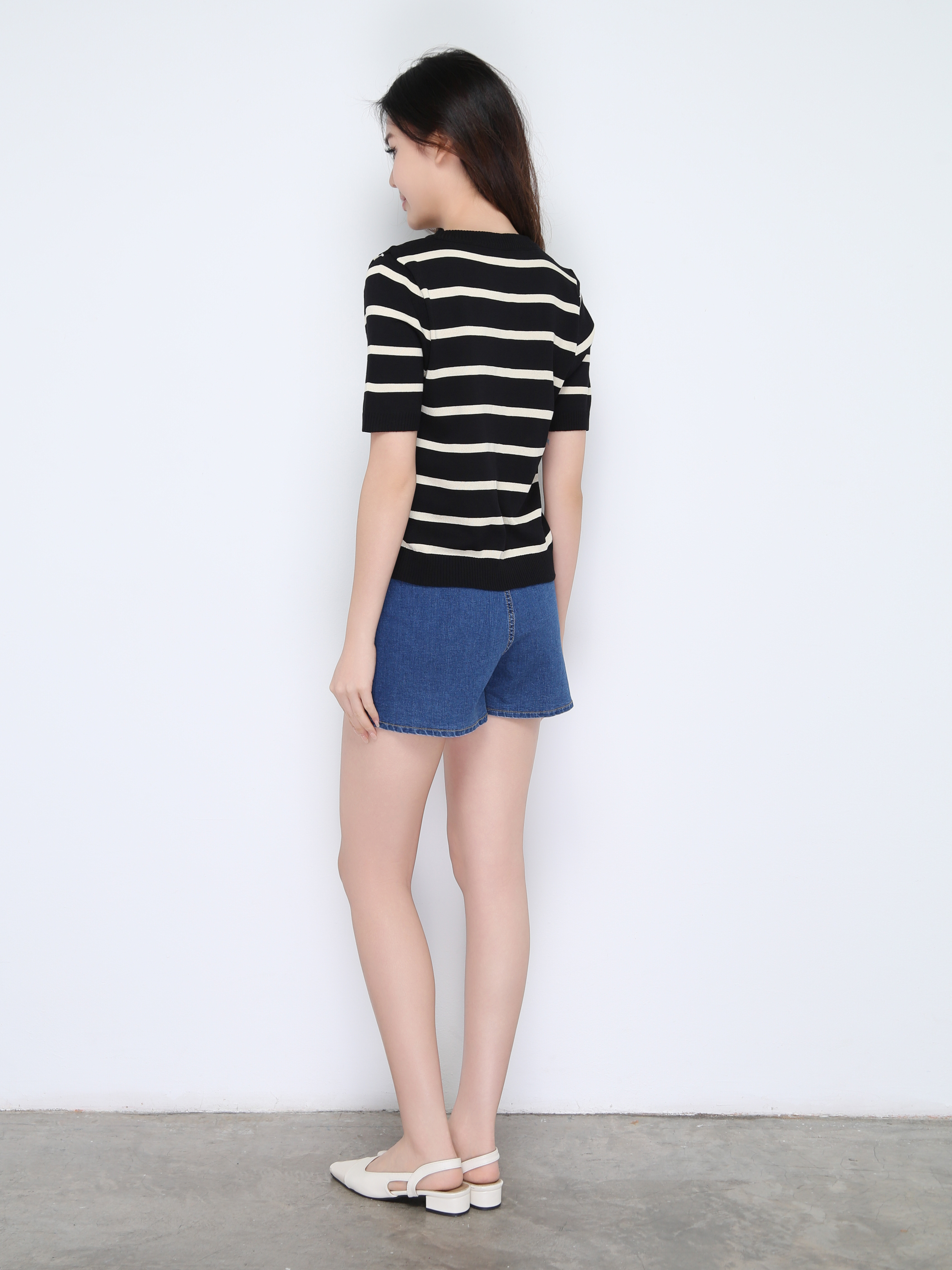 High Waist Denim With Split Short Pants 22451