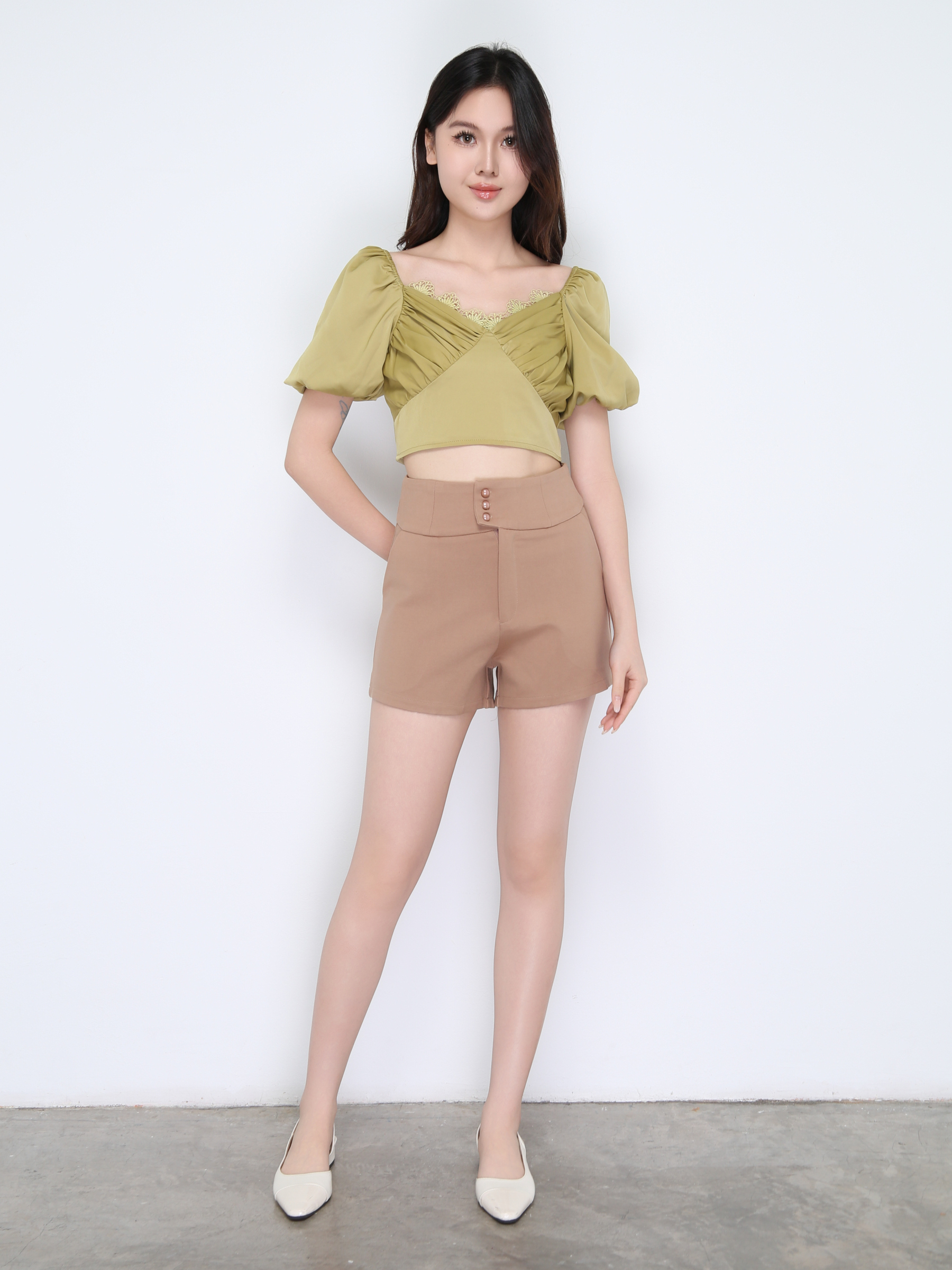High Waist Side Pocket Short Pants 22461