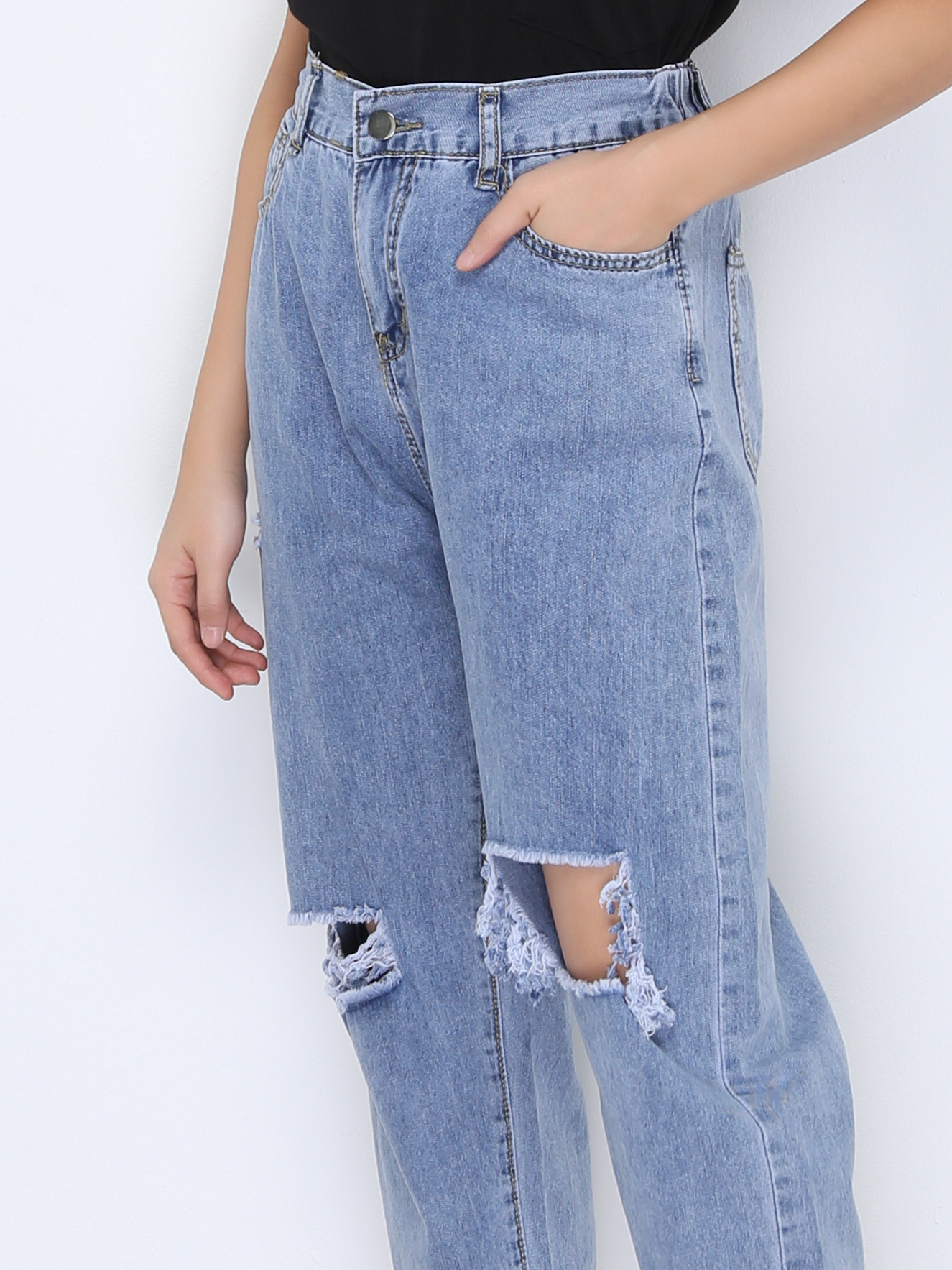 Denim Ripped Long Pants 22400
